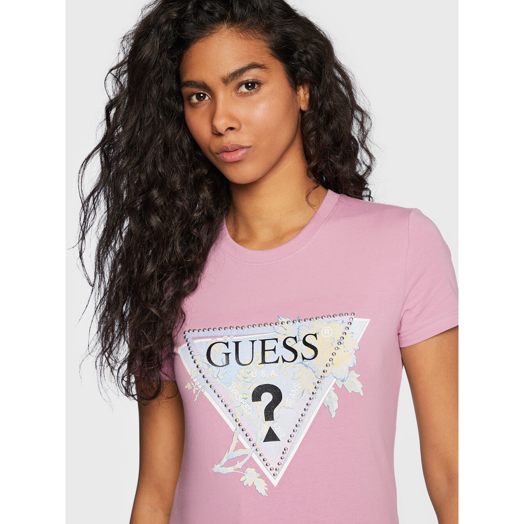 Guess T-Shirt W3RI18 J1314 Růžová Slim Fit - Pepit.cz