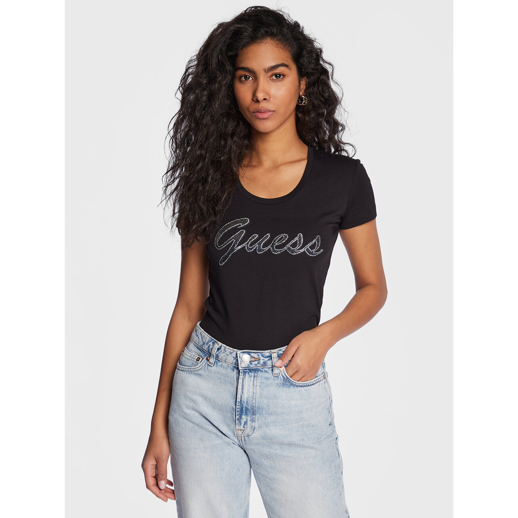 Guess T-Shirt W3RI50 J1314 Černá Slim Fit - Pepit.cz