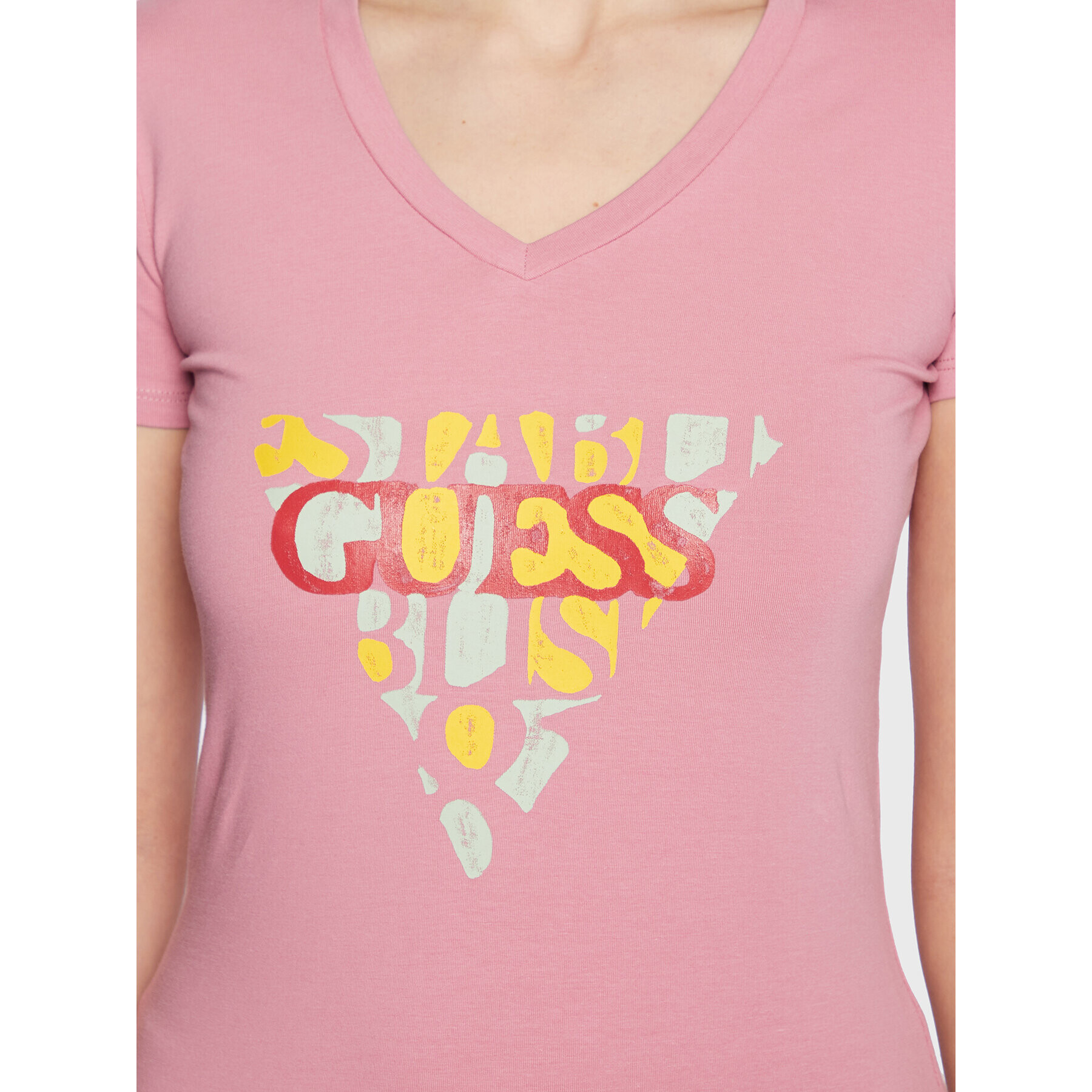 Guess T-Shirt W3RI59 J1314 Růžová Slim Fit - Pepit.cz