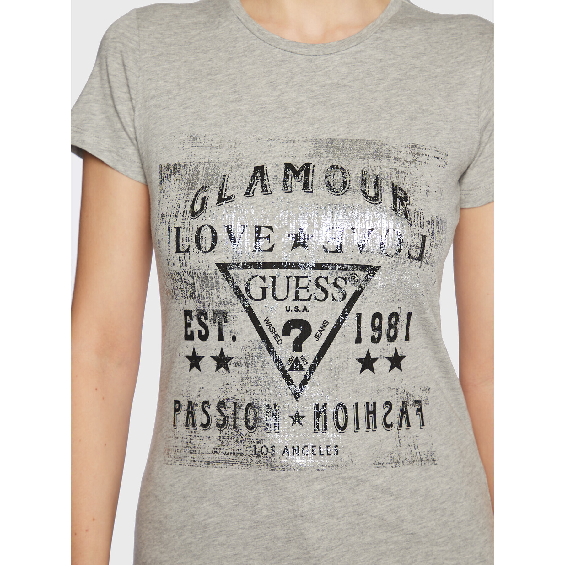 Guess T-Shirt W3RI62 JA900 Šedá Regular Fit - Pepit.cz