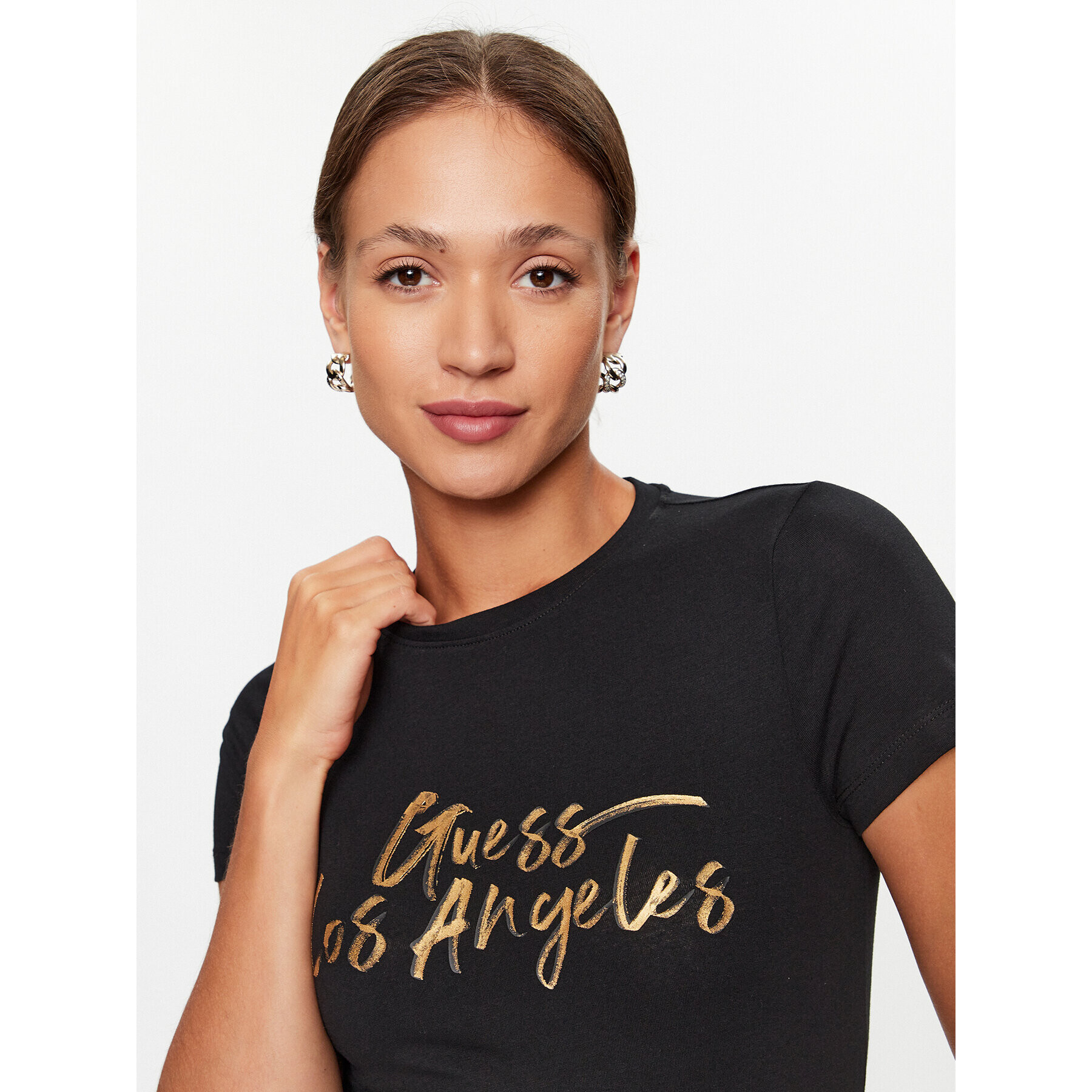 Guess T-Shirt W3YI18 J1314 Černá Slim Fit - Pepit.cz