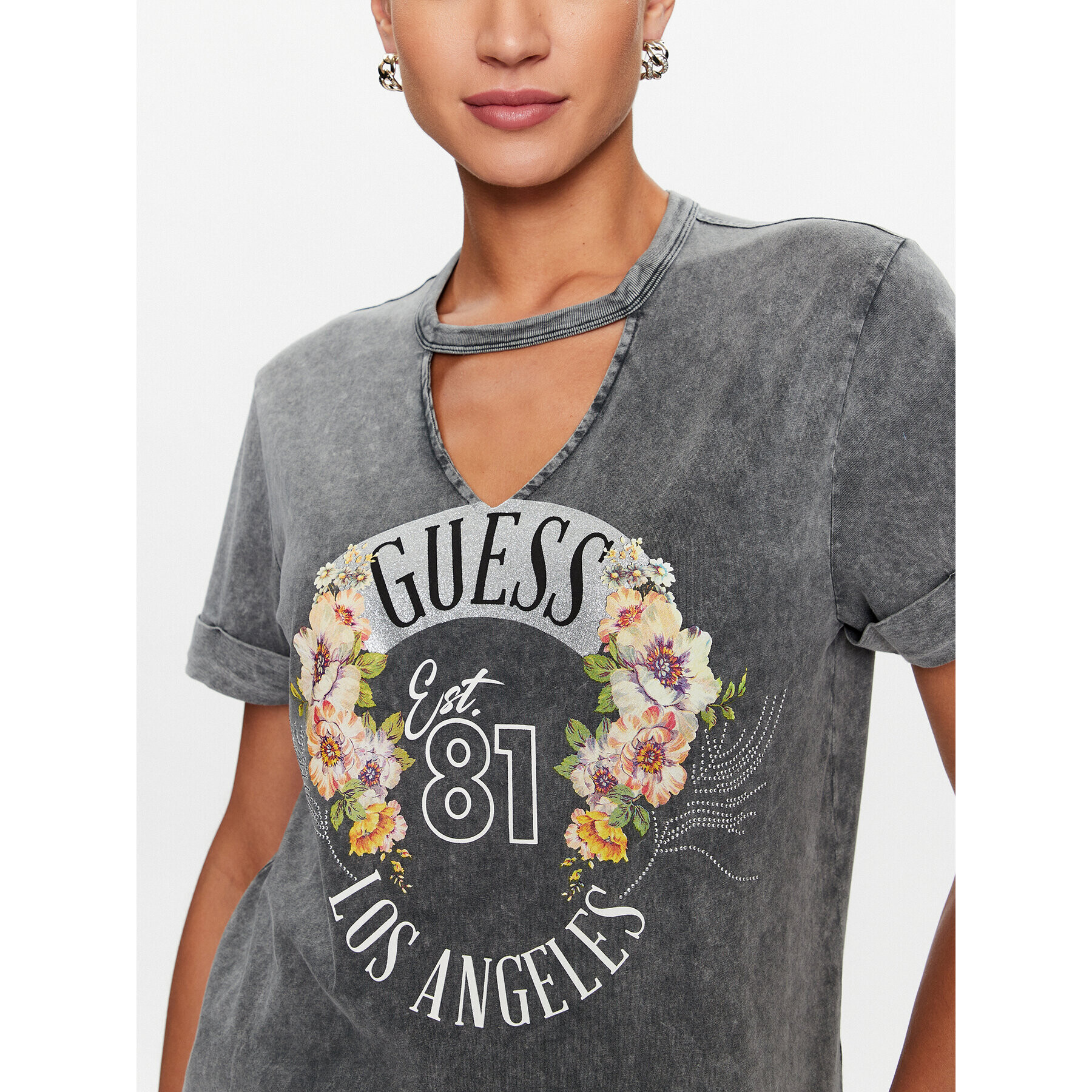 Guess T-Shirt W3YI25 JA914 Šedá Regular Fit - Pepit.cz