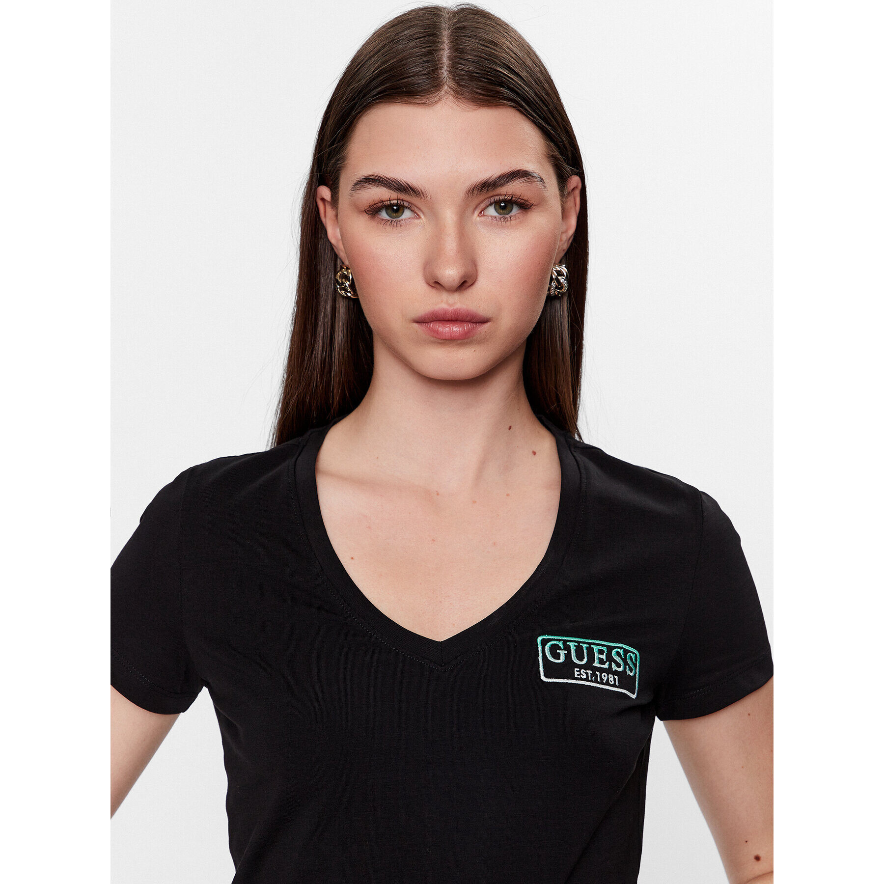 Guess T-Shirt W3YI38 J1314 Černá Slim Fit - Pepit.cz