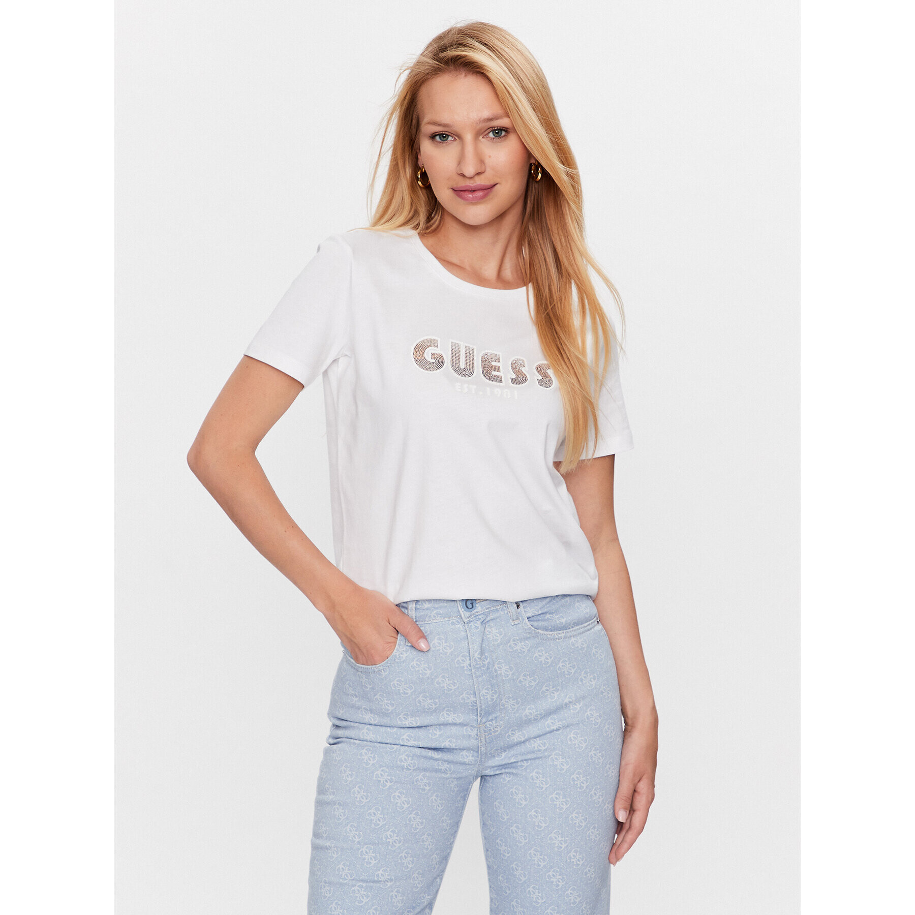 Guess T-Shirt W3YI39 I3Z14 Bílá Regular Fit - Pepit.cz