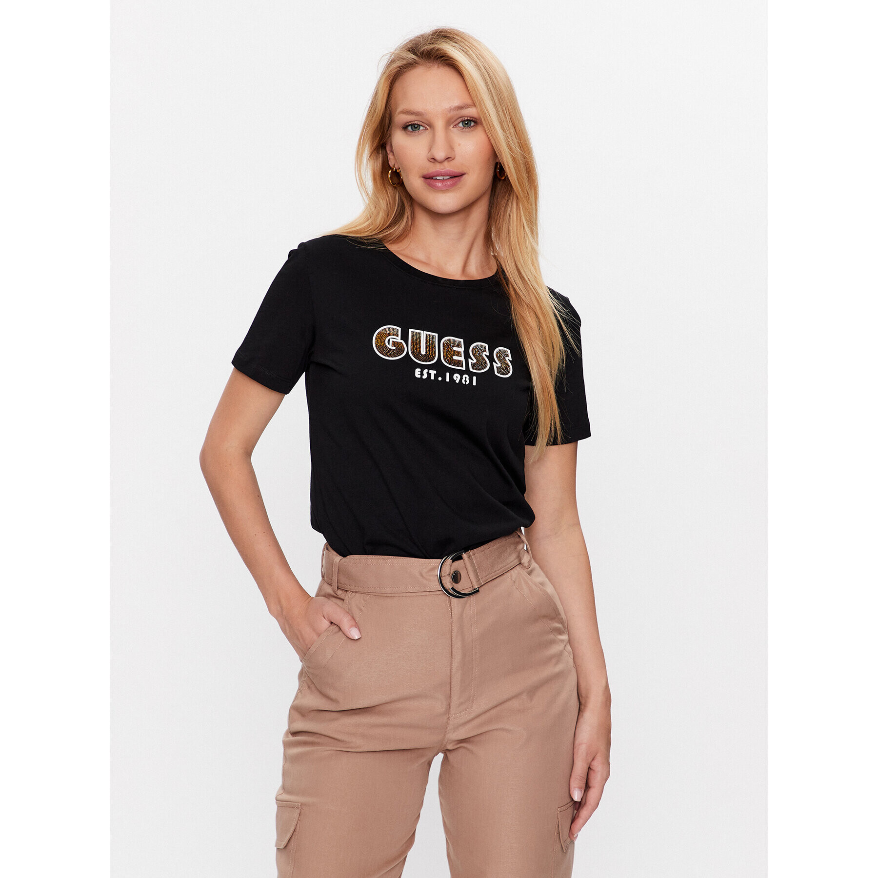 Guess T-Shirt W3YI39 I3Z14 Černá Slim Fit - Pepit.cz