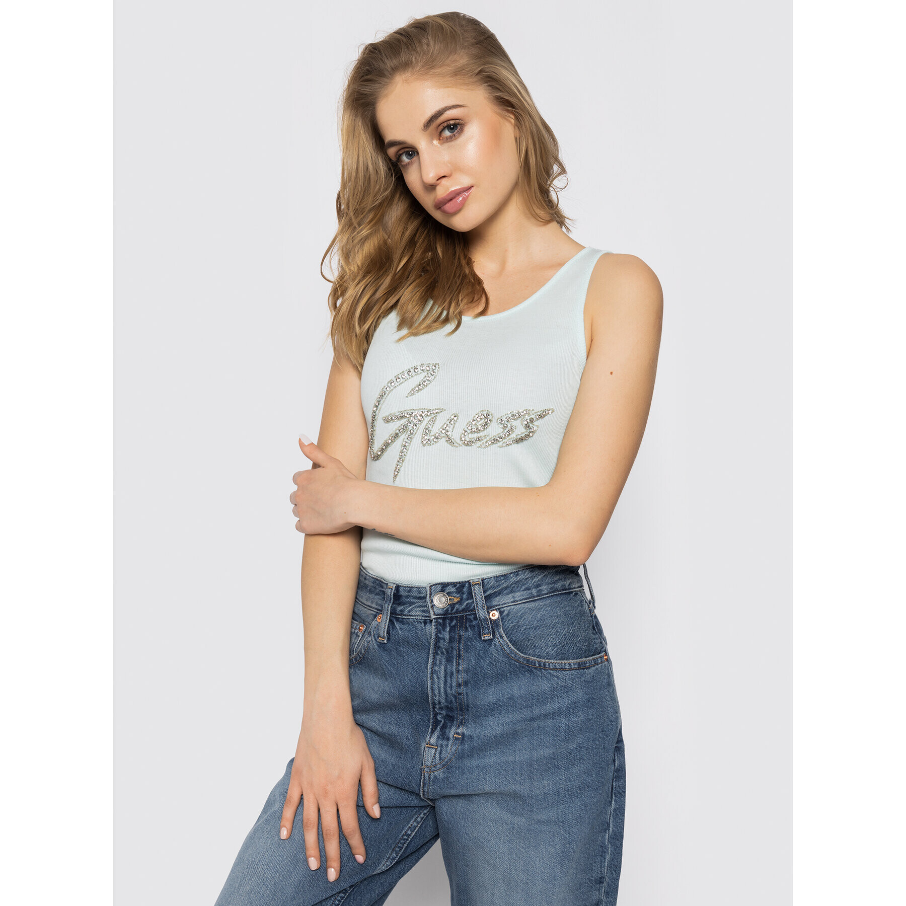 Guess Top Babe W0GI73 K1810 Modrá Regular Fit - Pepit.cz