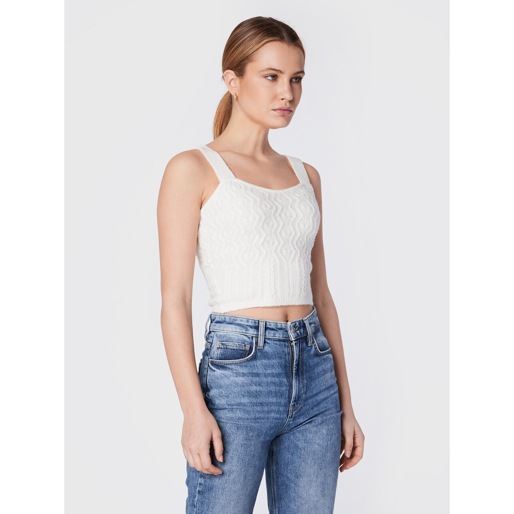 Guess Top Blaire W2BR59 Z2QA0 Écru Slim Fit - Pepit.cz