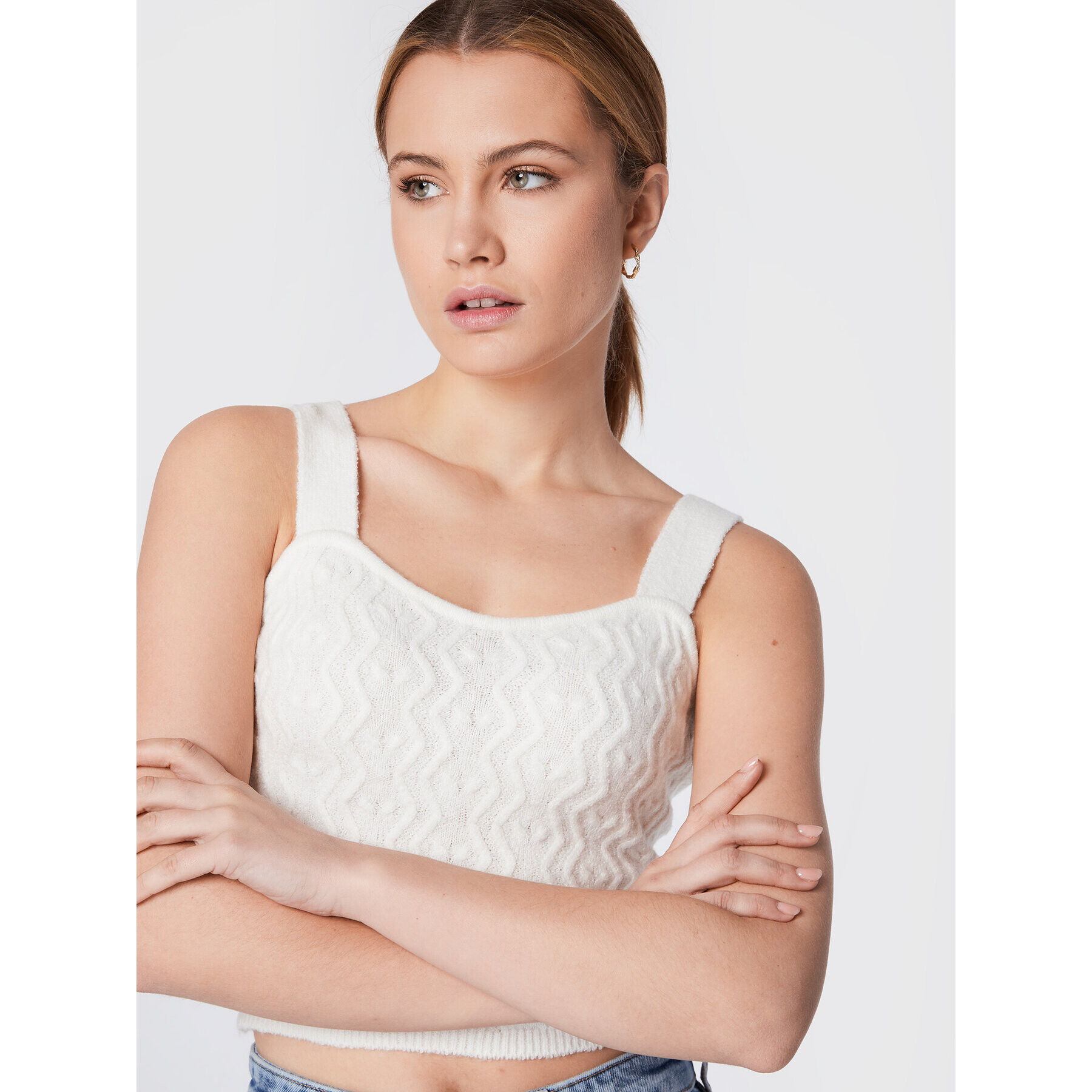 Guess Top Blaire W2BR59 Z2QA0 Écru Slim Fit - Pepit.cz