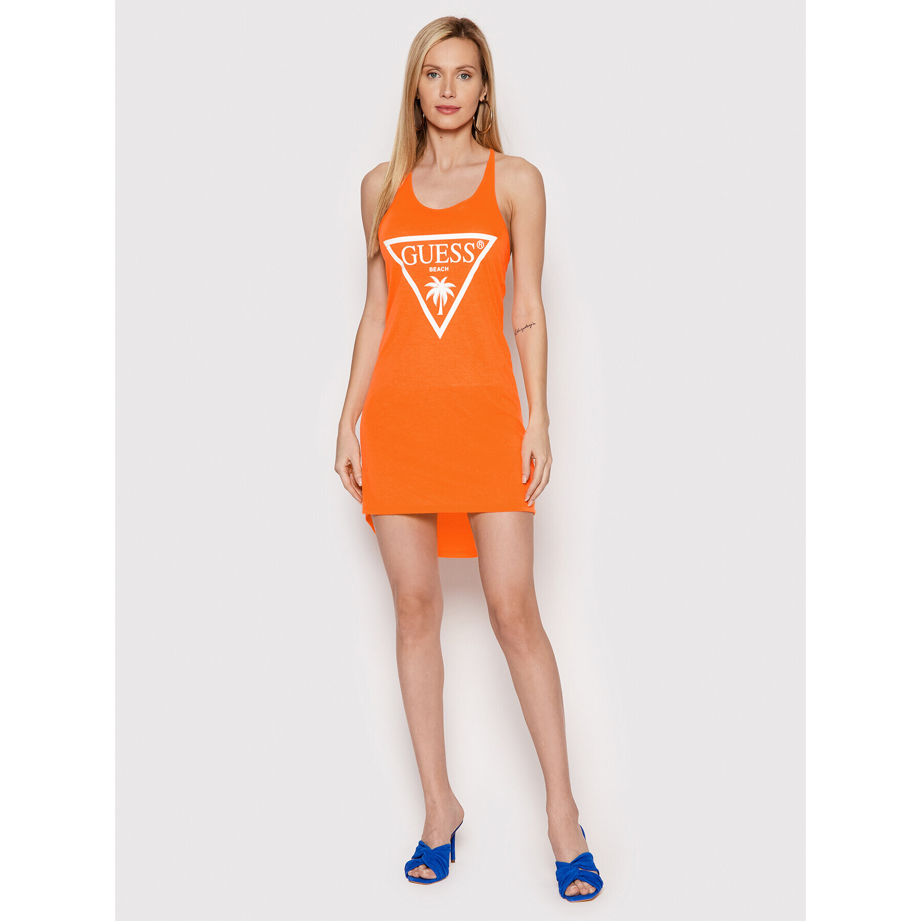 Guess Top E02I02 KB9I0 Oranžová Regular Fit - Pepit.cz