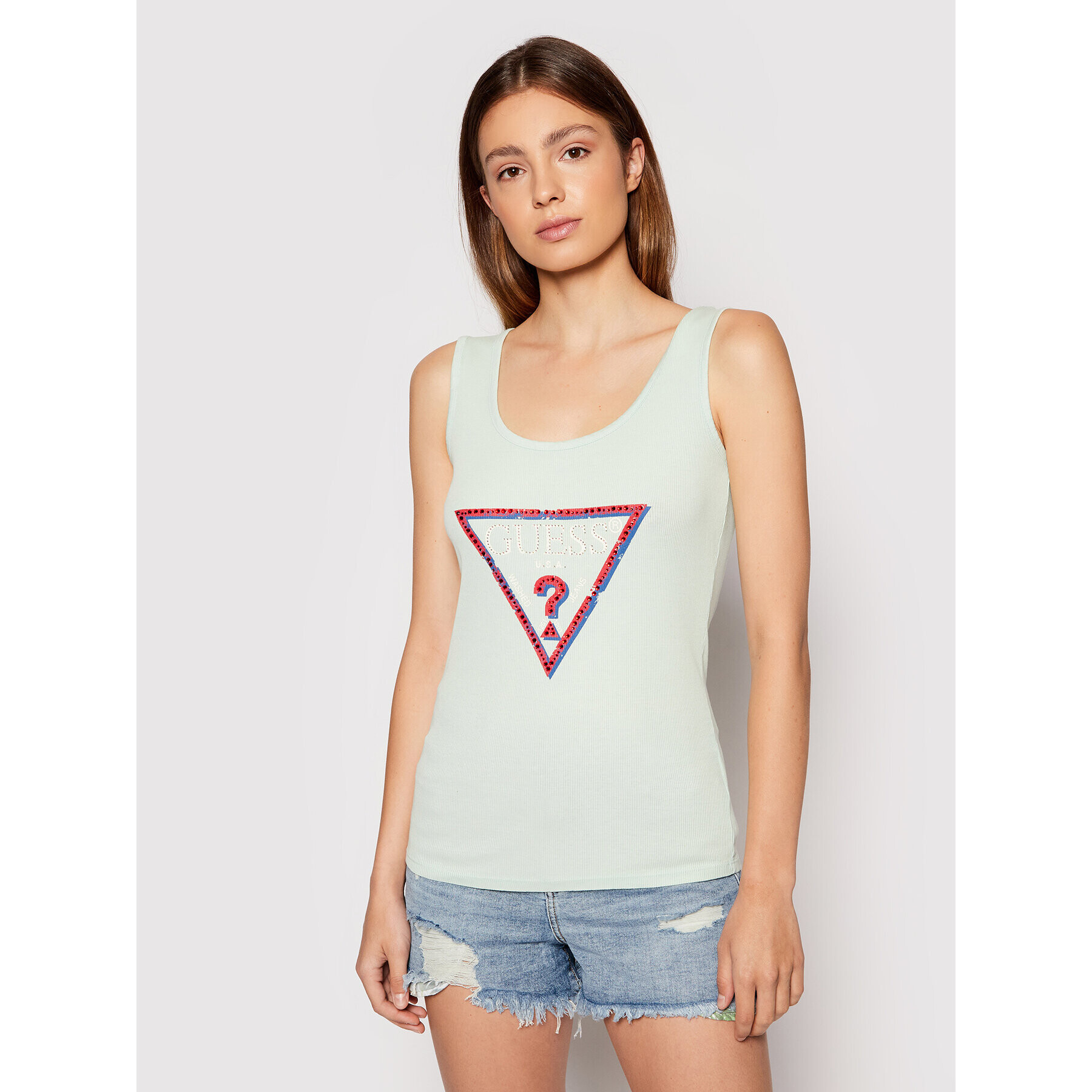 Guess Top Olympia W1YP49 K1811 Zelená Slim Fit - Pepit.cz