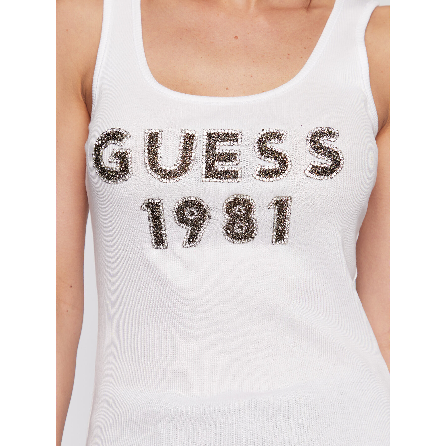 Guess Top Tank Top W3RP07 K1814 Bílá Slim Fit - Pepit.cz