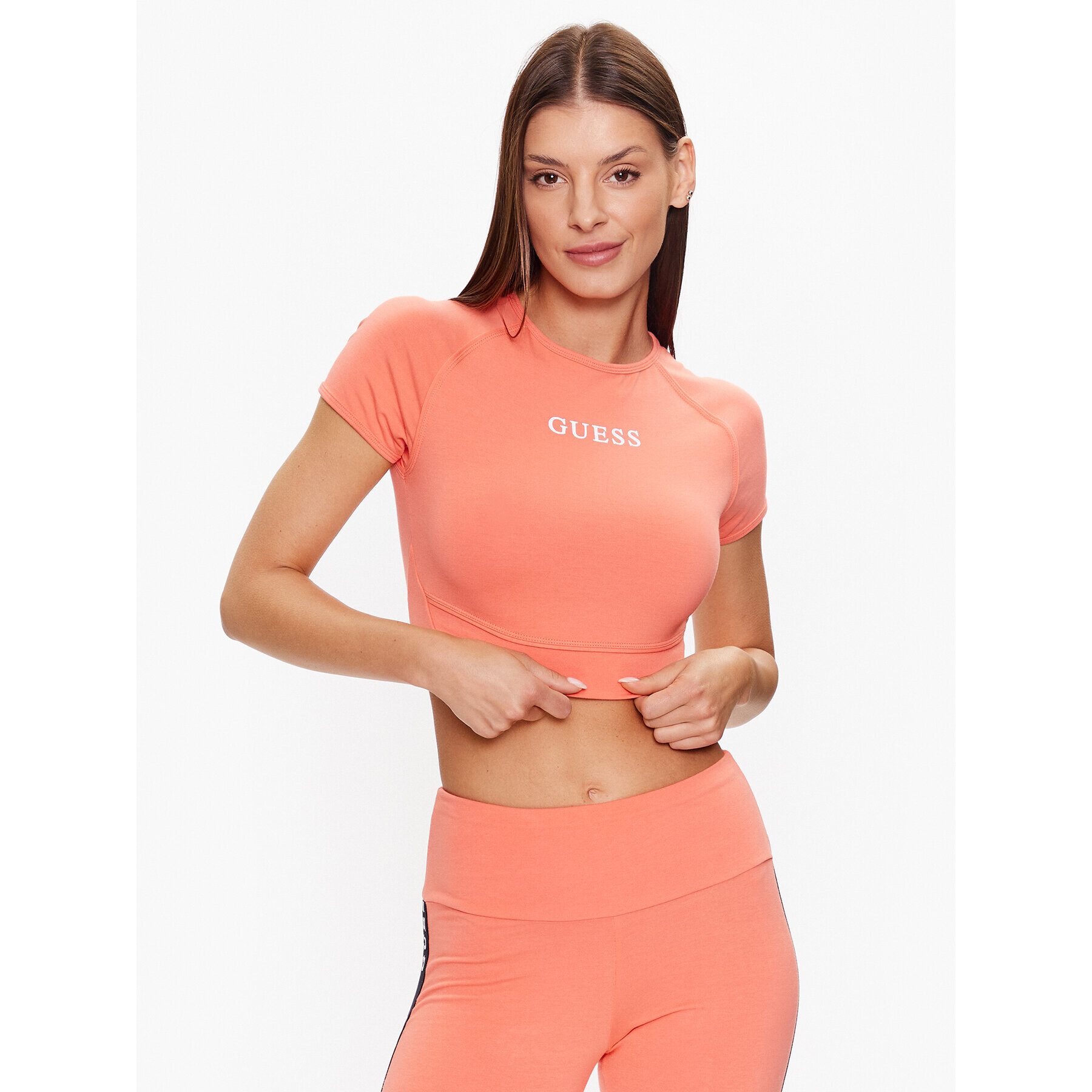 Guess Top V3RP16 KABR0 Oranžová Slim Fit - Pepit.cz