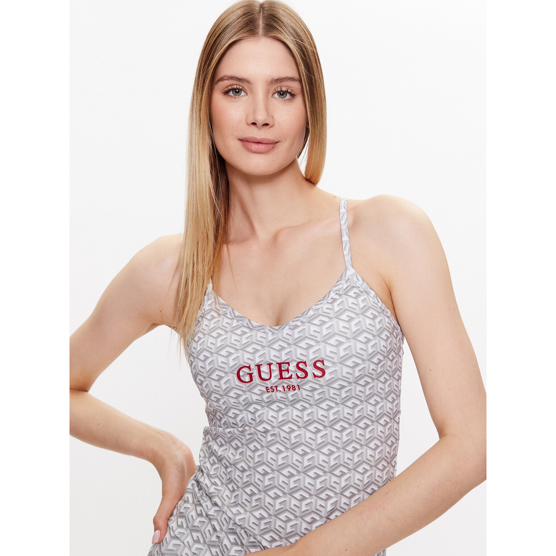 Guess Top V3YP14 MC03W Bílá Slim Fit - Pepit.cz