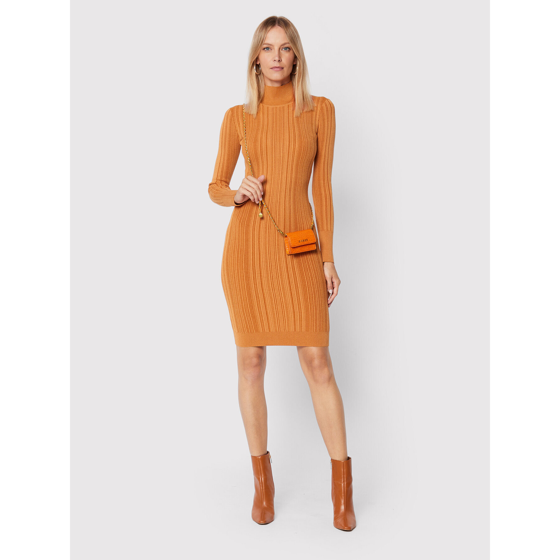 Guess Úpletové šaty W2BK81 Z30I2 Oranžová Slim Fit - Pepit.cz