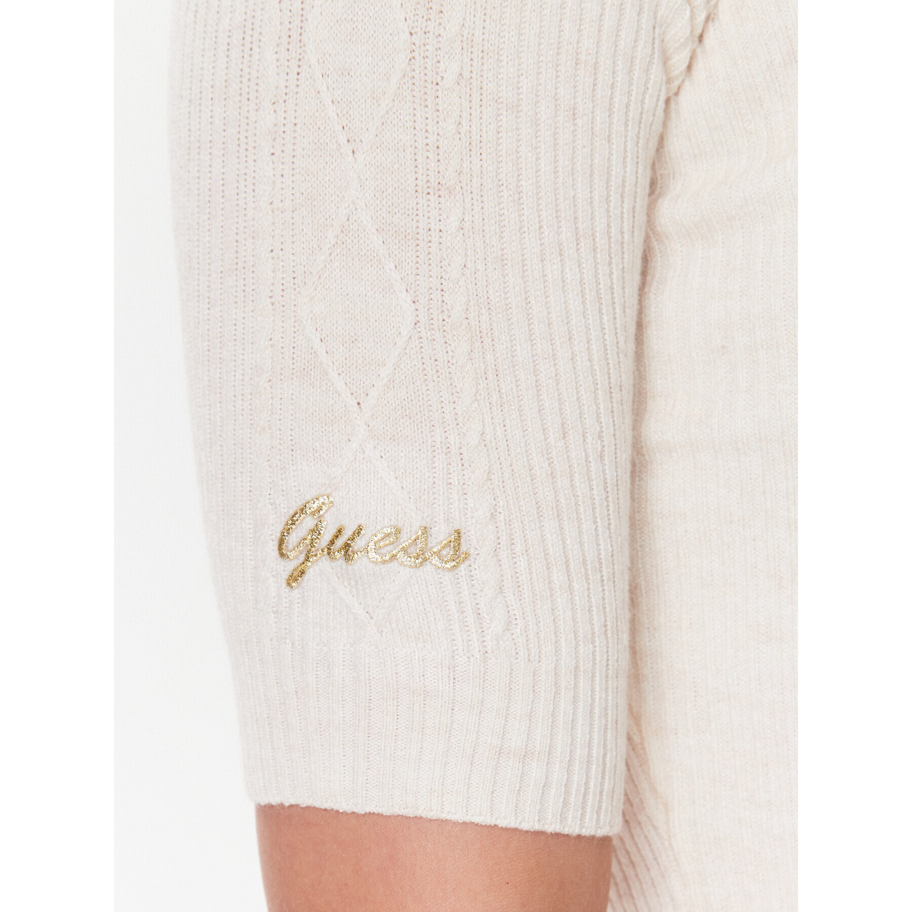 Guess Úpletové šaty W3BK40 Z3940 Écru Bodycon Fit - Pepit.cz