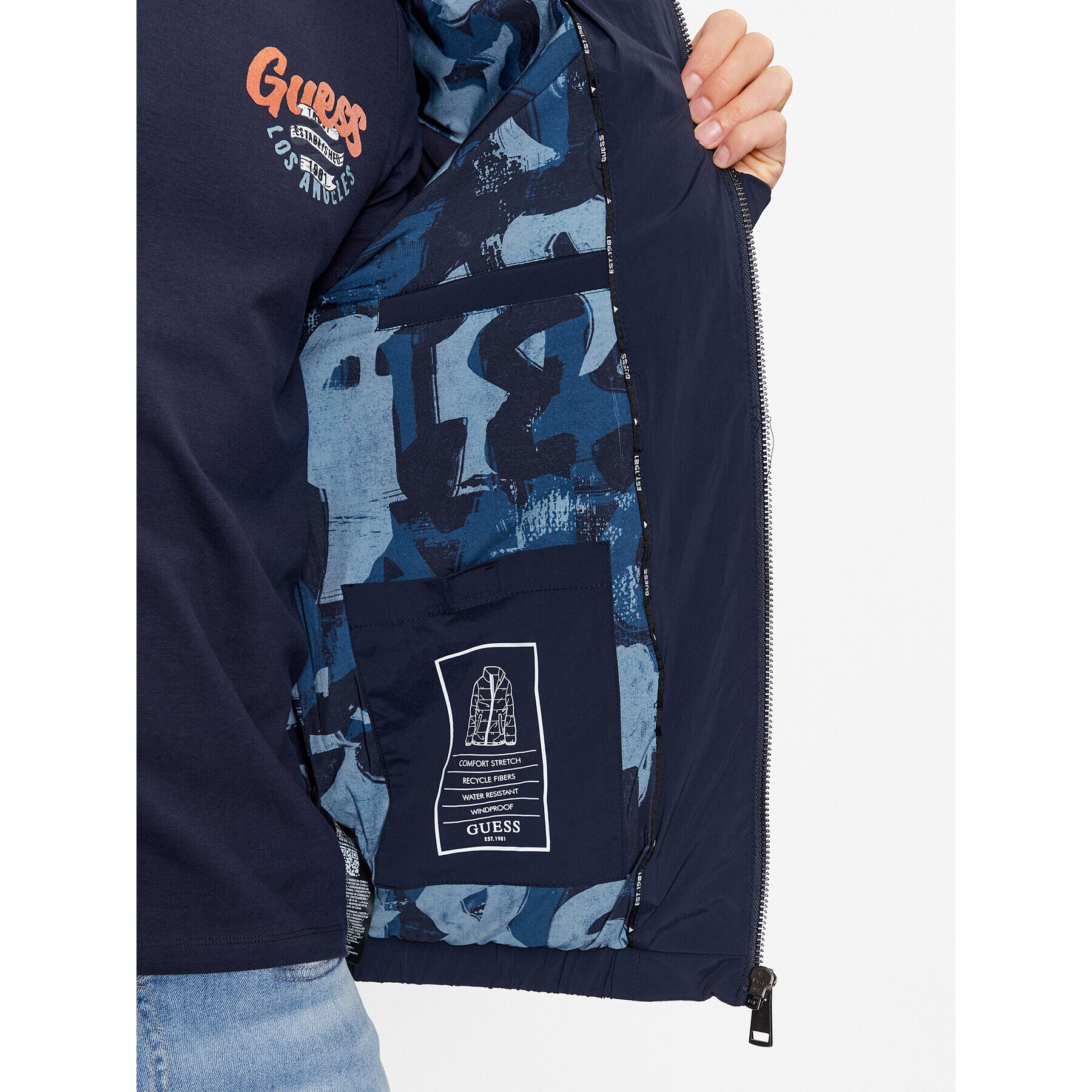 Guess Vatovaná bunda M3BL18 WFOU2 Tmavomodrá Regular Fit - Pepit.cz