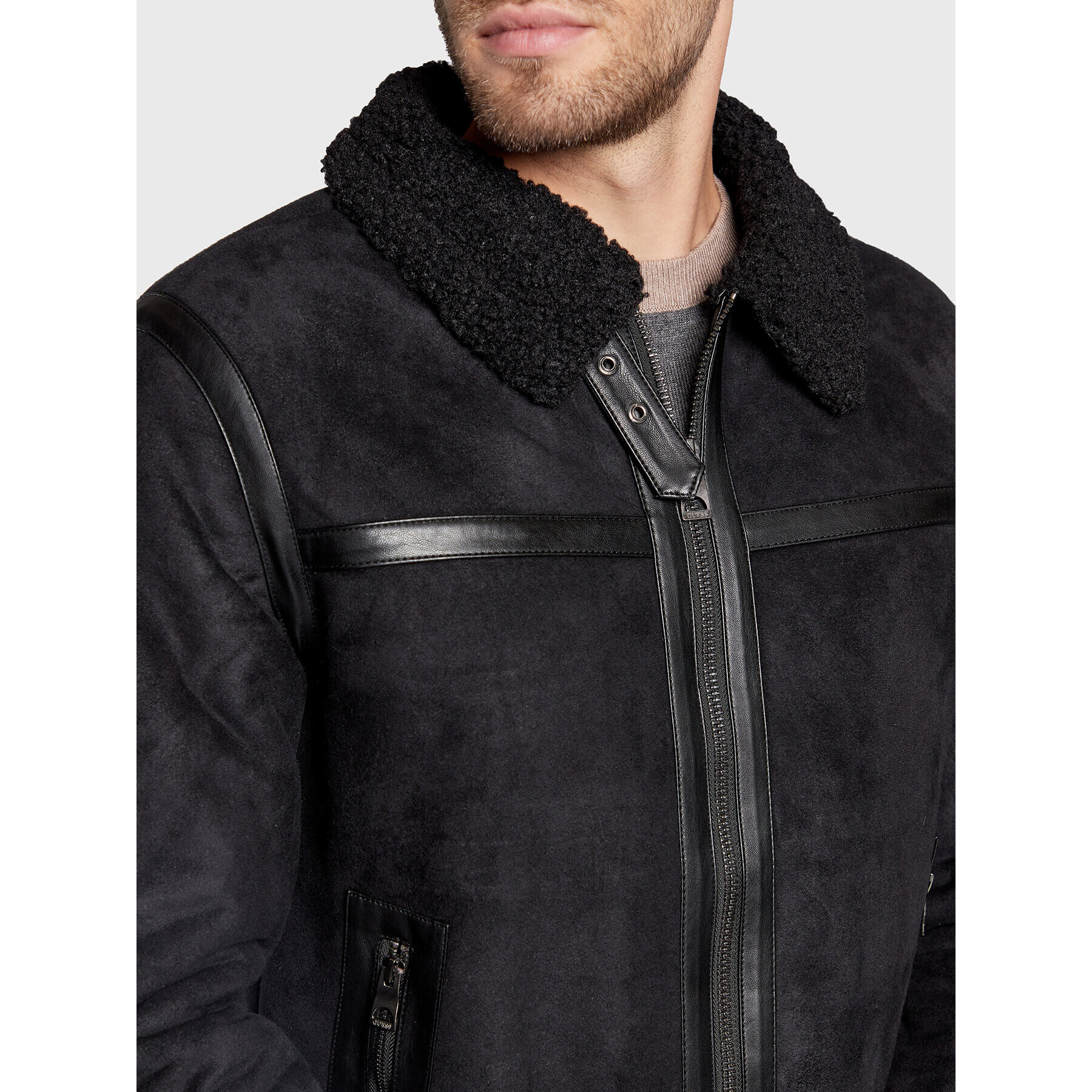 Guess Zimní bunda Shearling M2BL33 WEZA2 Černá Regular Fit - Pepit.cz