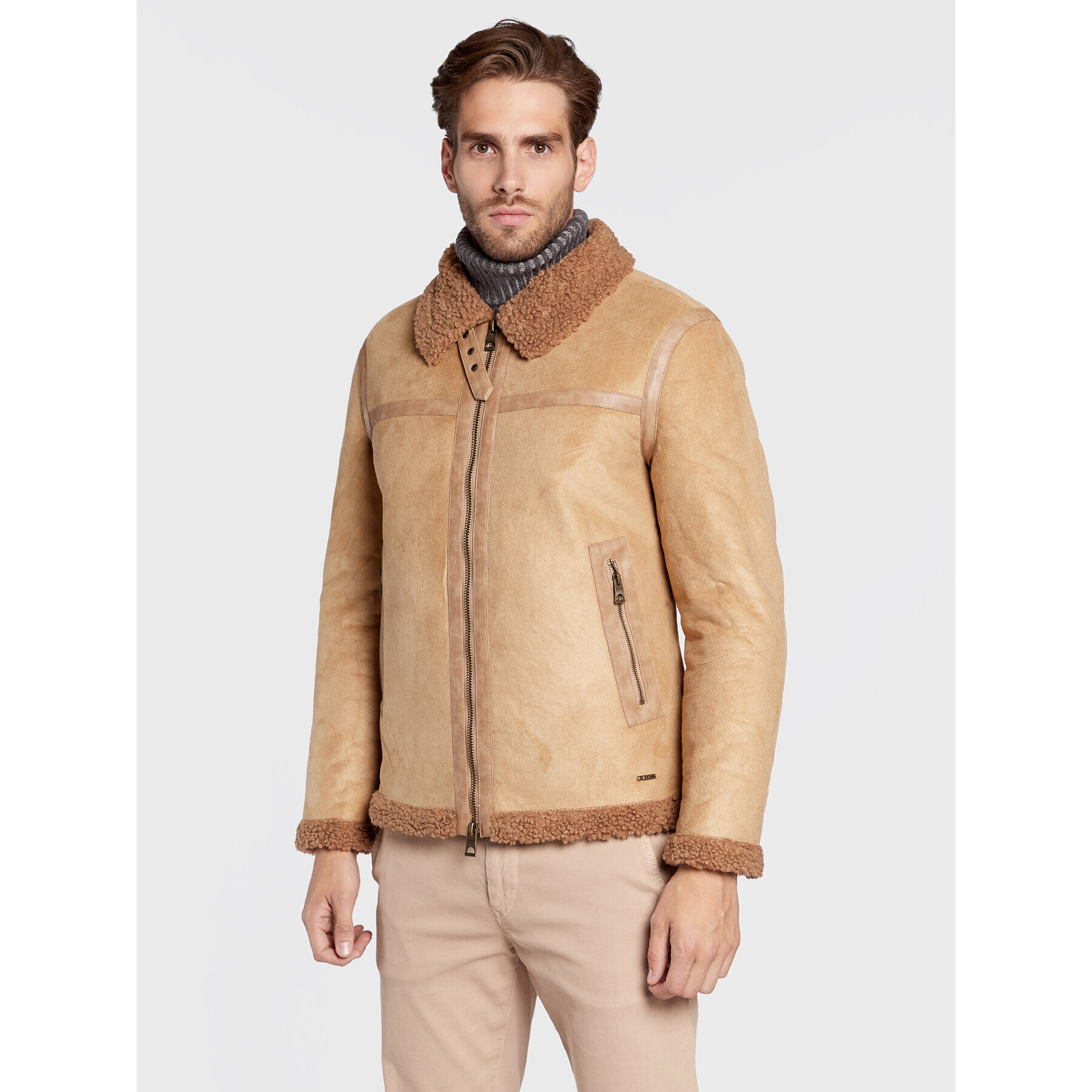 Guess Zimní bunda Shearling M2BL33 WEZA2 Hnědá Regular Fit - Pepit.cz