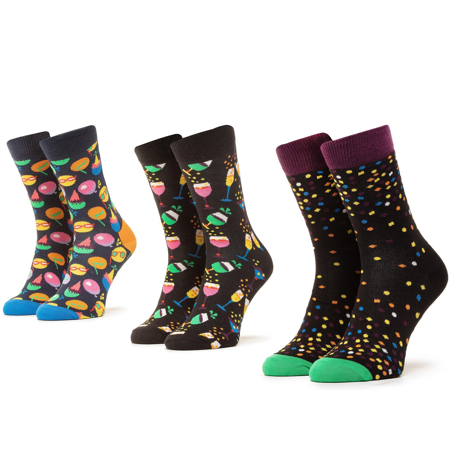 Happy Socks Sada 3 párů vysokých ponožek unisex XCEL08-9300 Černá - Pepit.cz