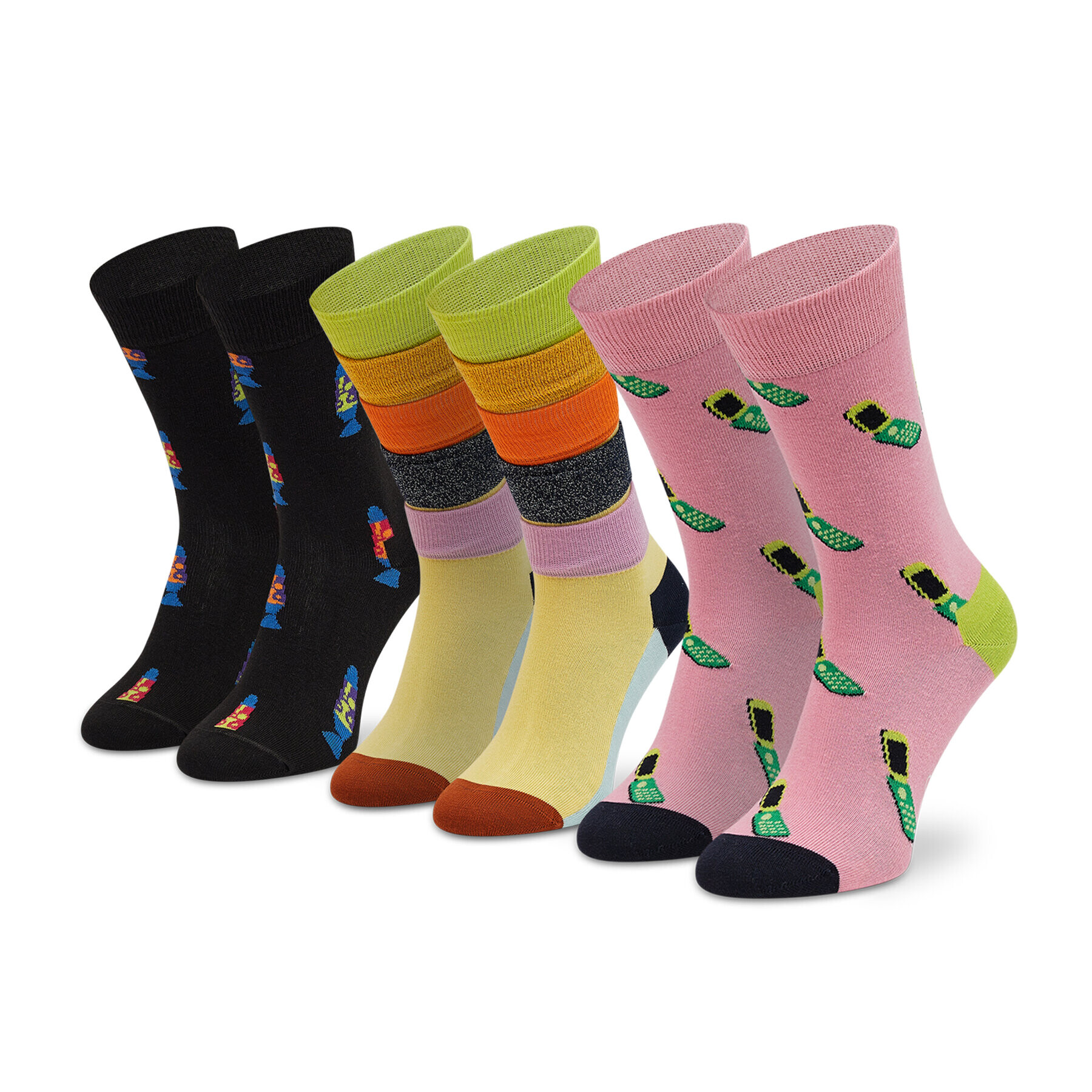 Happy Socks Sada 3 párů vysokých ponožek unisex XTHR08-0200 Růžová - Pepit.cz