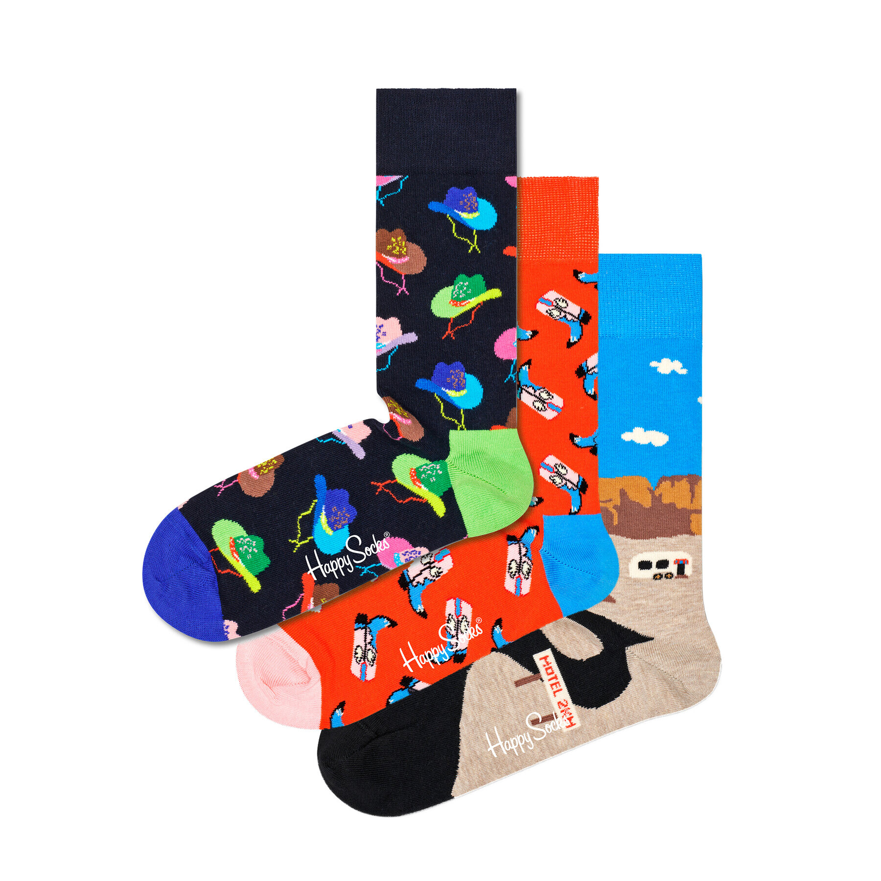 Happy Socks Sada 3 párů vysokých ponožek unisex XWET08-0200 Barevná - Pepit.cz