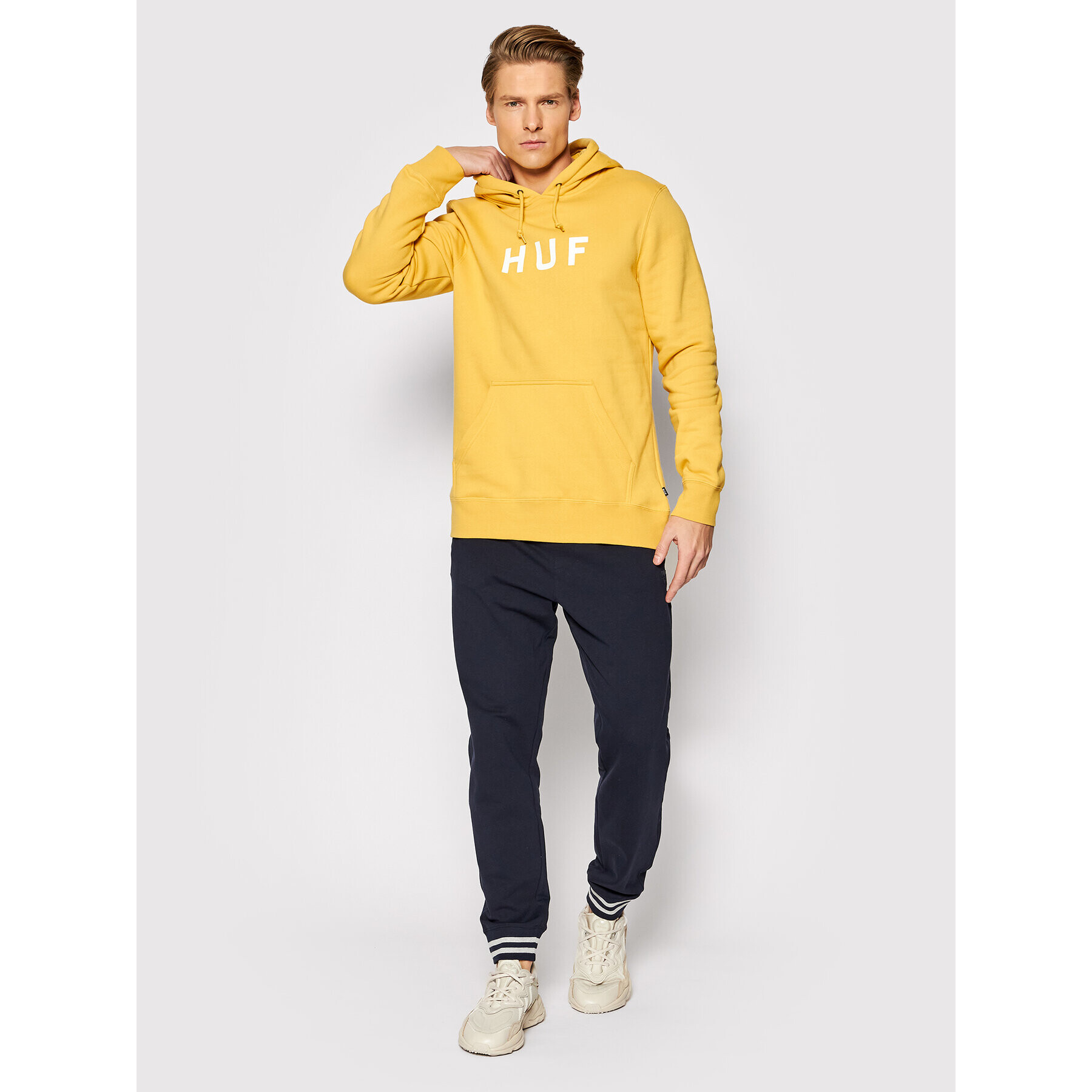 HUF Mikina Essentials Logo PF00099 Žlutá Regular Fit - Pepit.cz