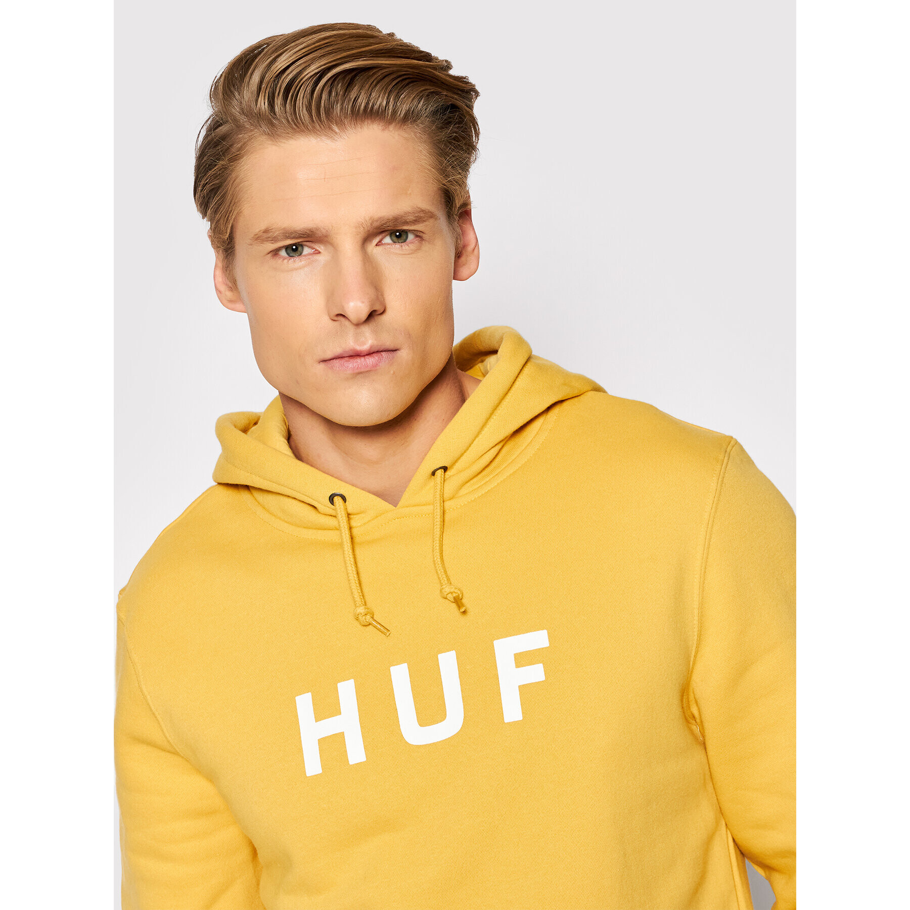 HUF Mikina Essentials Logo PF00099 Žlutá Regular Fit - Pepit.cz