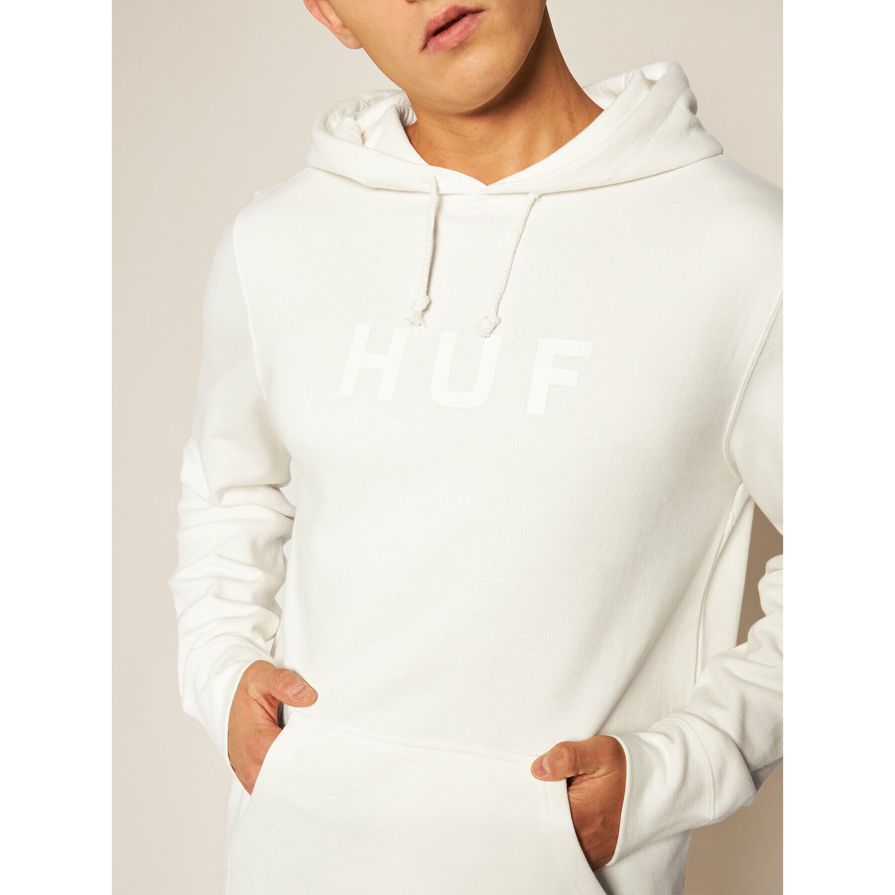 HUF Mikina Essentials Og Logo PF00099 Béžová Regular Fit - Pepit.cz