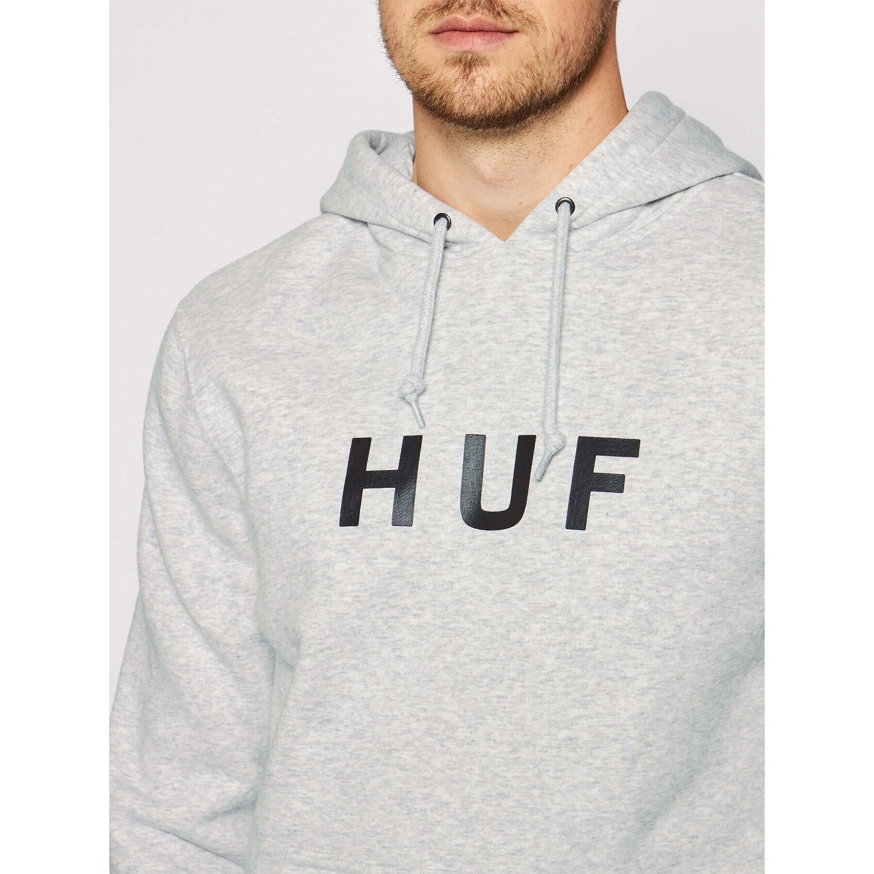 HUF Mikina Essentials Og Logo PF00099 Šedá Regular Fit - Pepit.cz