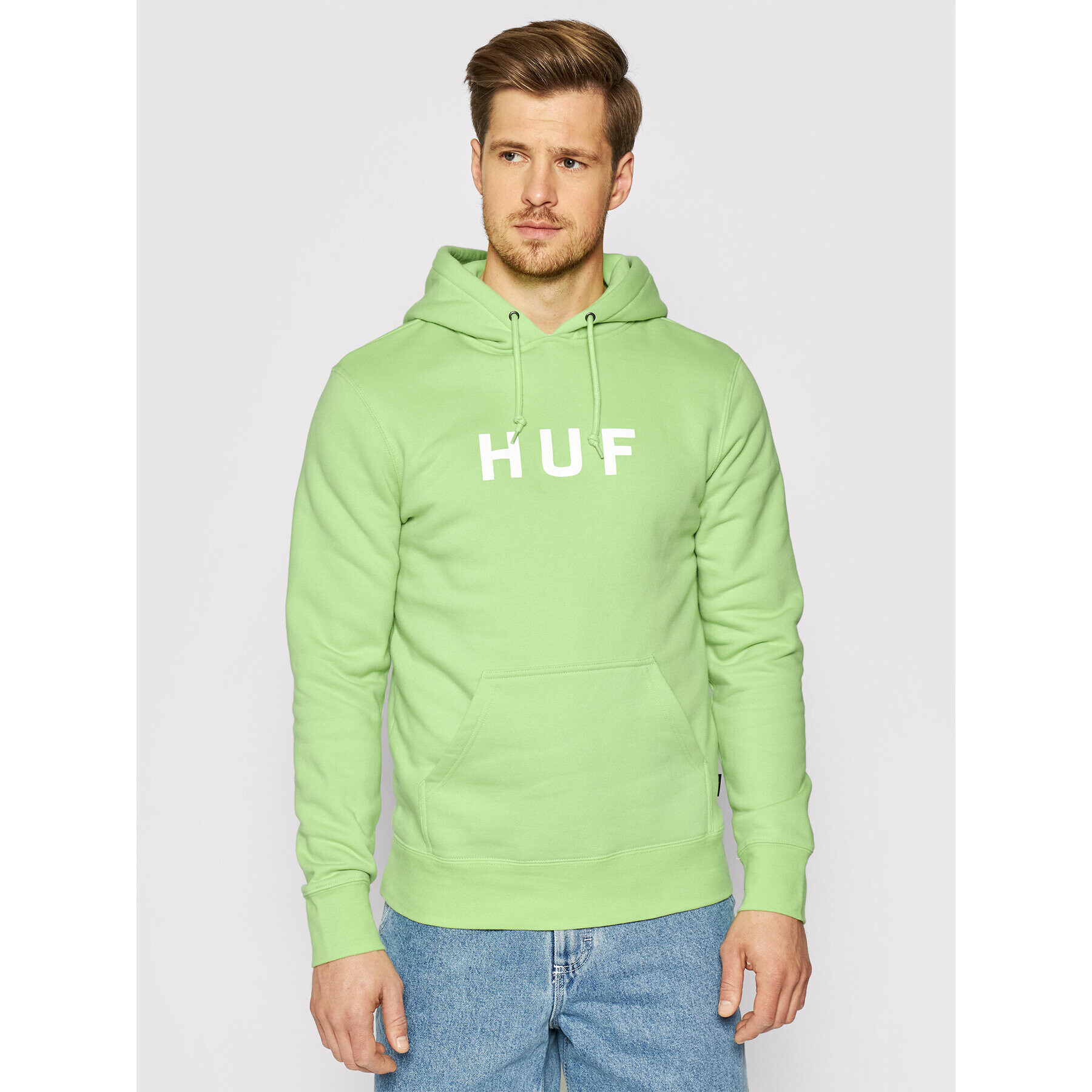 HUF Mikina Essentials Og Logo PF00099 Zelená Regular Fit - Pepit.cz