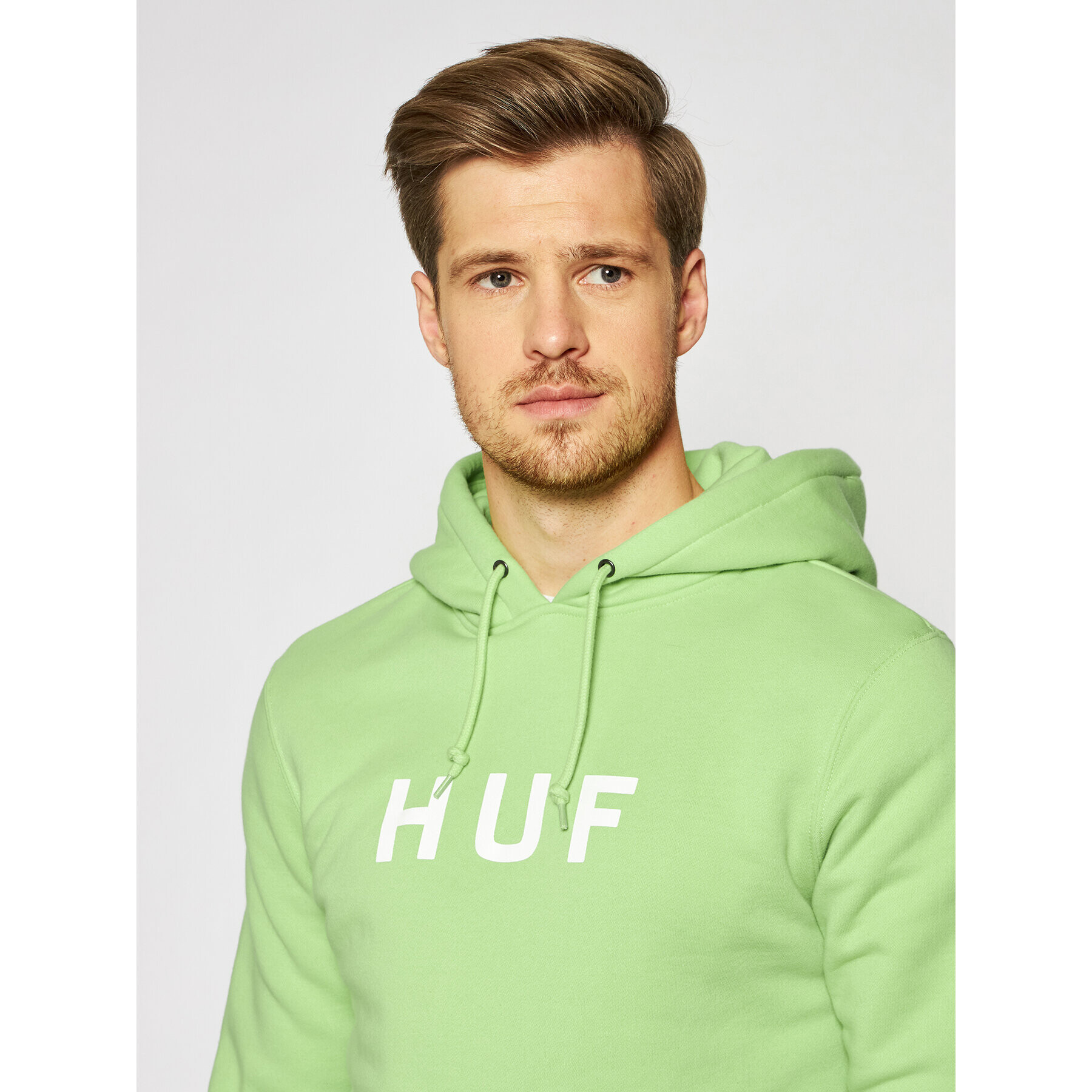 HUF Mikina Essentials Og Logo PF00099 Zelená Regular Fit - Pepit.cz