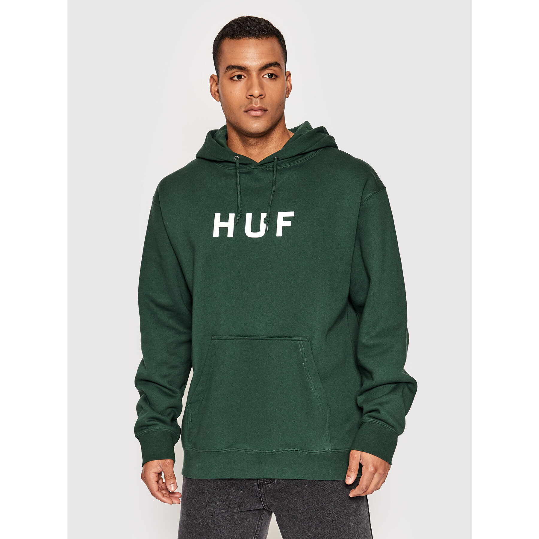 HUF Mikina Essentials Og Logo PF00490 Zelená Regular Fit - Pepit.cz