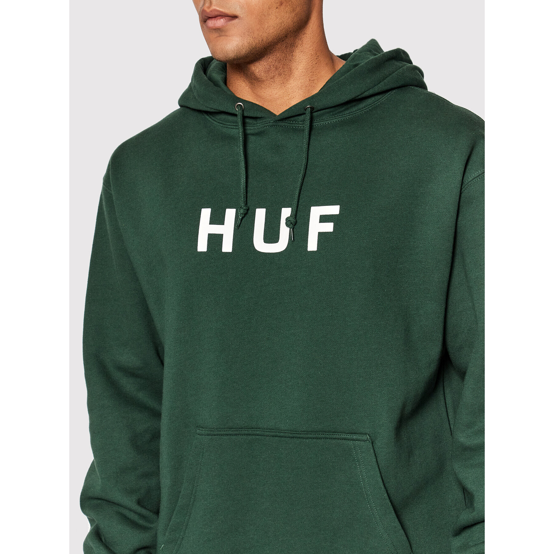 HUF Mikina Essentials Og Logo PF00490 Zelená Regular Fit - Pepit.cz