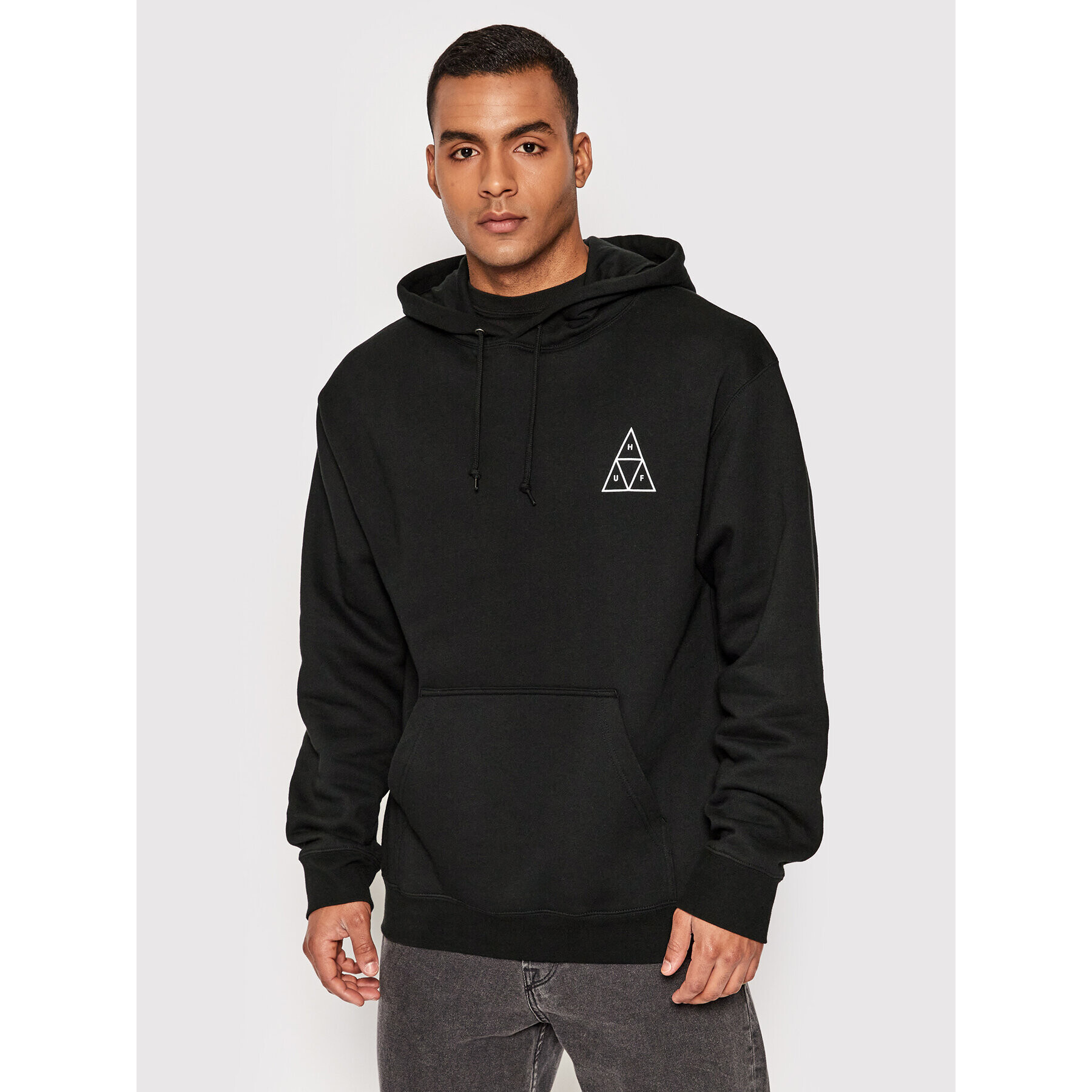 HUF Mikina Essentials Triple Triangle PF00491 Černá Regular Fit - Pepit.cz