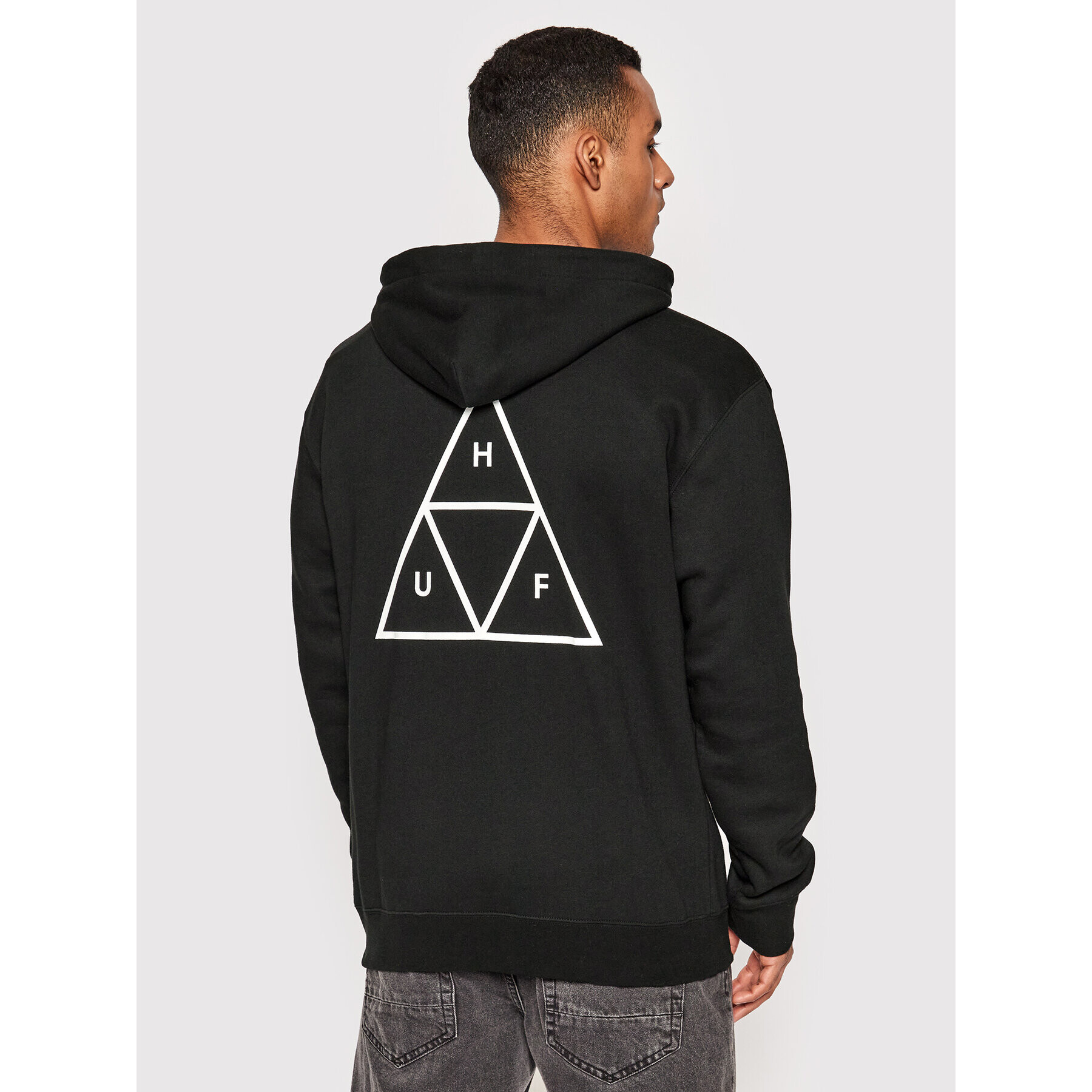 HUF Mikina Essentials Triple Triangle PF00491 Černá Regular Fit - Pepit.cz