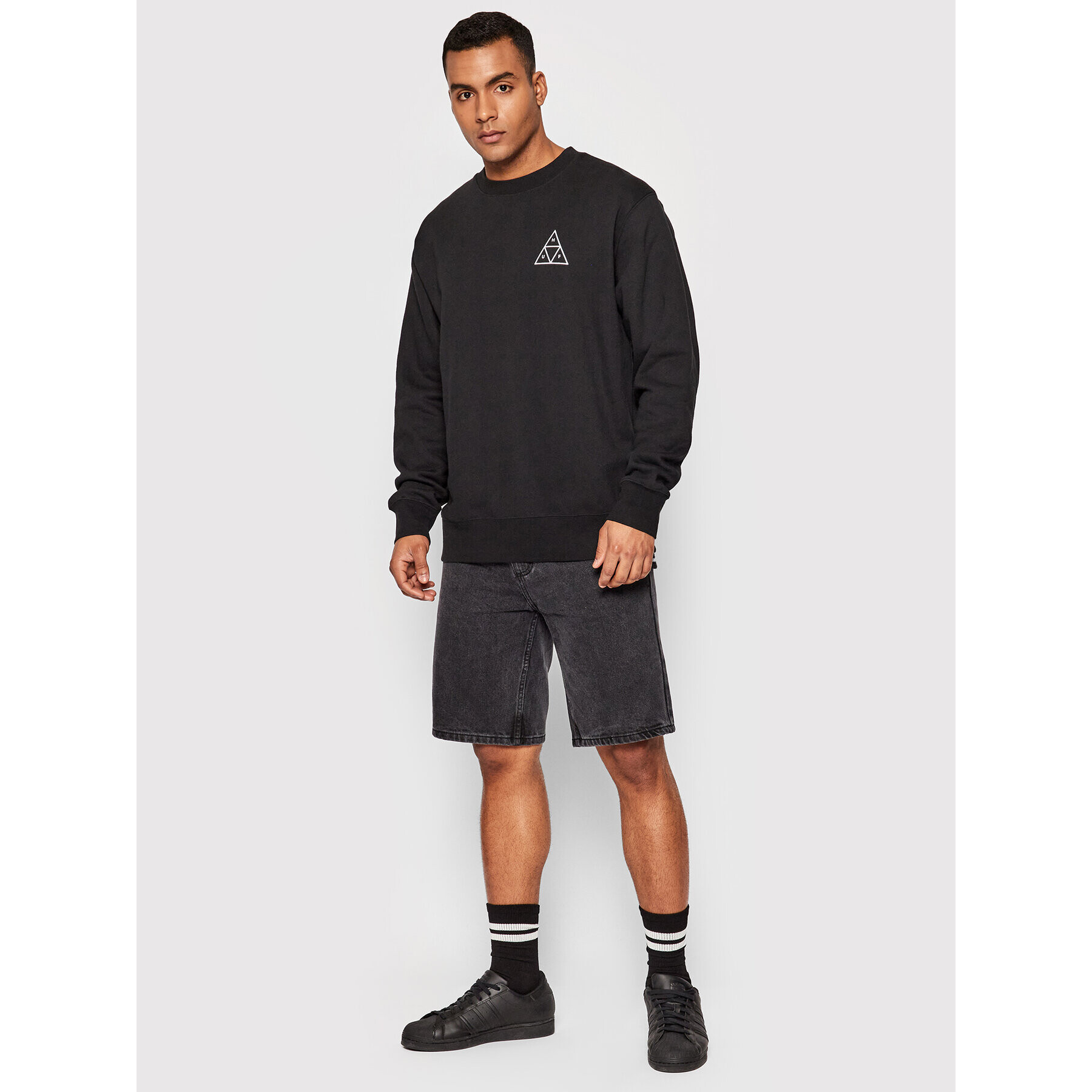 HUF Mikina Essentials Triple Triangle PF00492 Černá Regular Fit - Pepit.cz