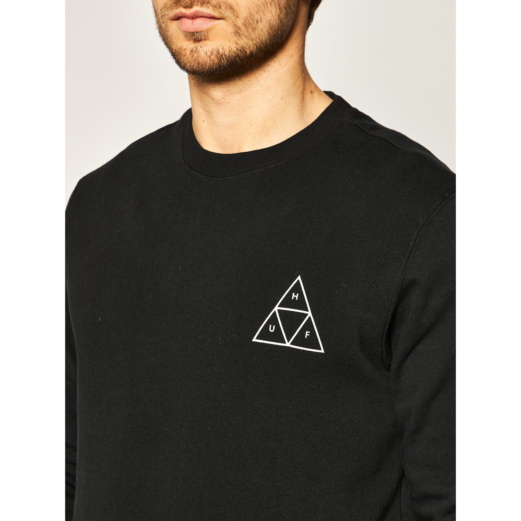 HUF Mikina Essentials Tt Crew PF00101 Černá Regular Fit - Pepit.cz