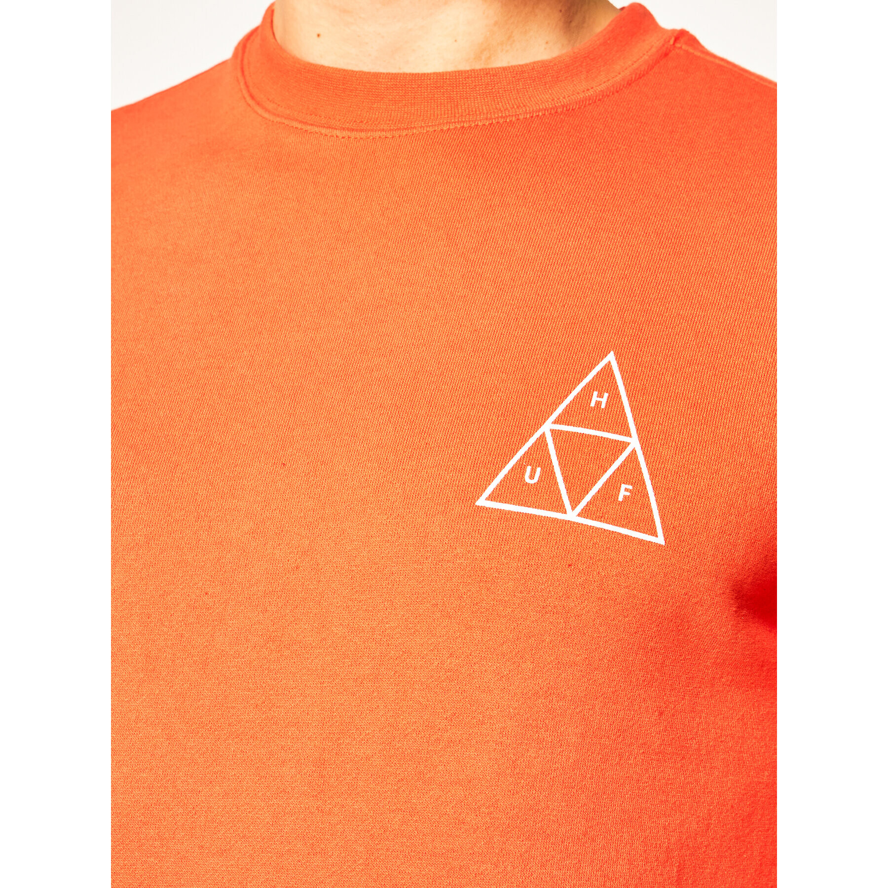 HUF Mikina Essentials TT Crew PF00101 Oranžová Regular Fit - Pepit.cz