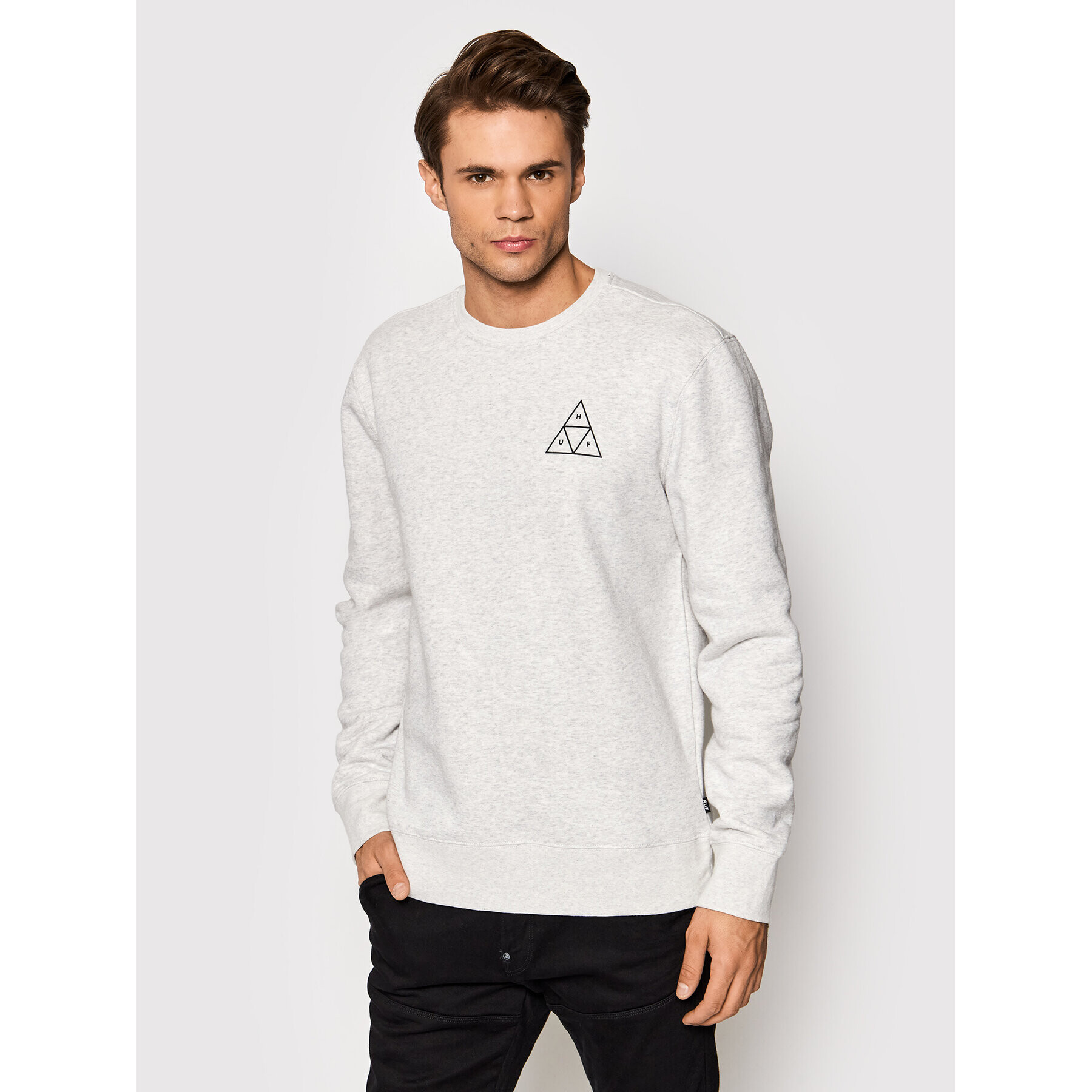 HUF Mikina Essentials TT Crew PF00101 Šedá Regular Fit - Pepit.cz