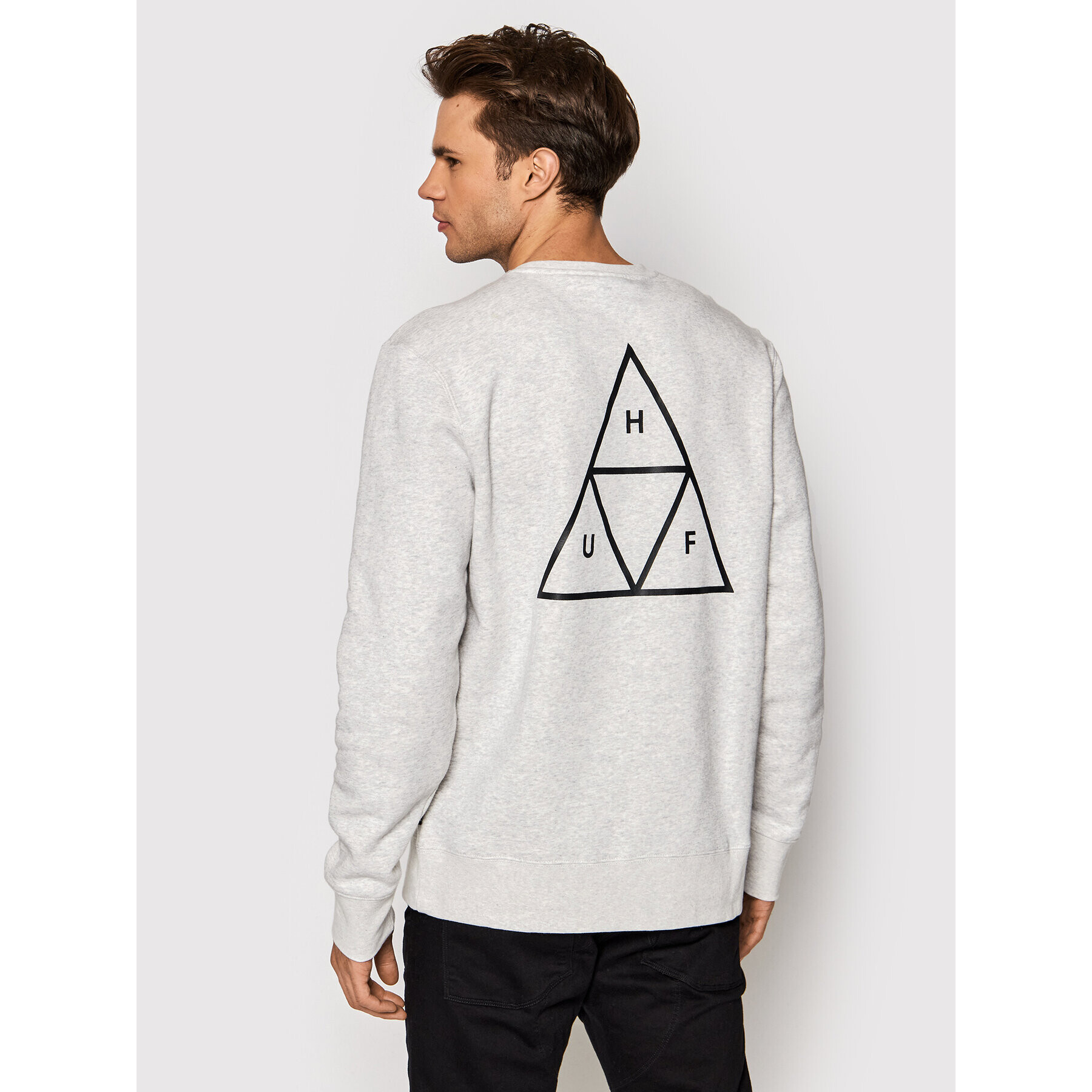 HUF Mikina Essentials TT Crew PF00101 Šedá Regular Fit - Pepit.cz