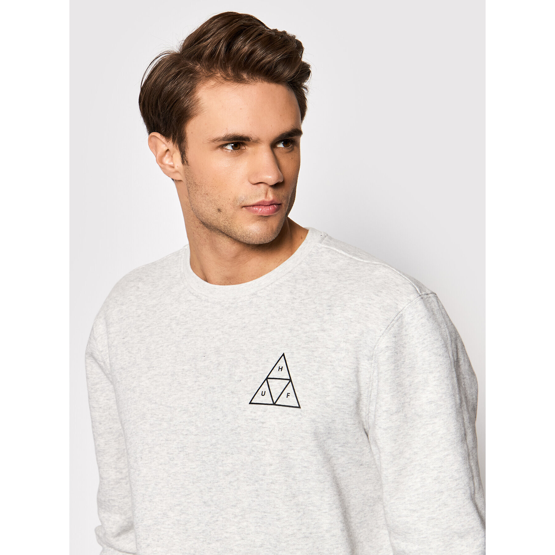 HUF Mikina Essentials TT Crew PF00101 Šedá Regular Fit - Pepit.cz