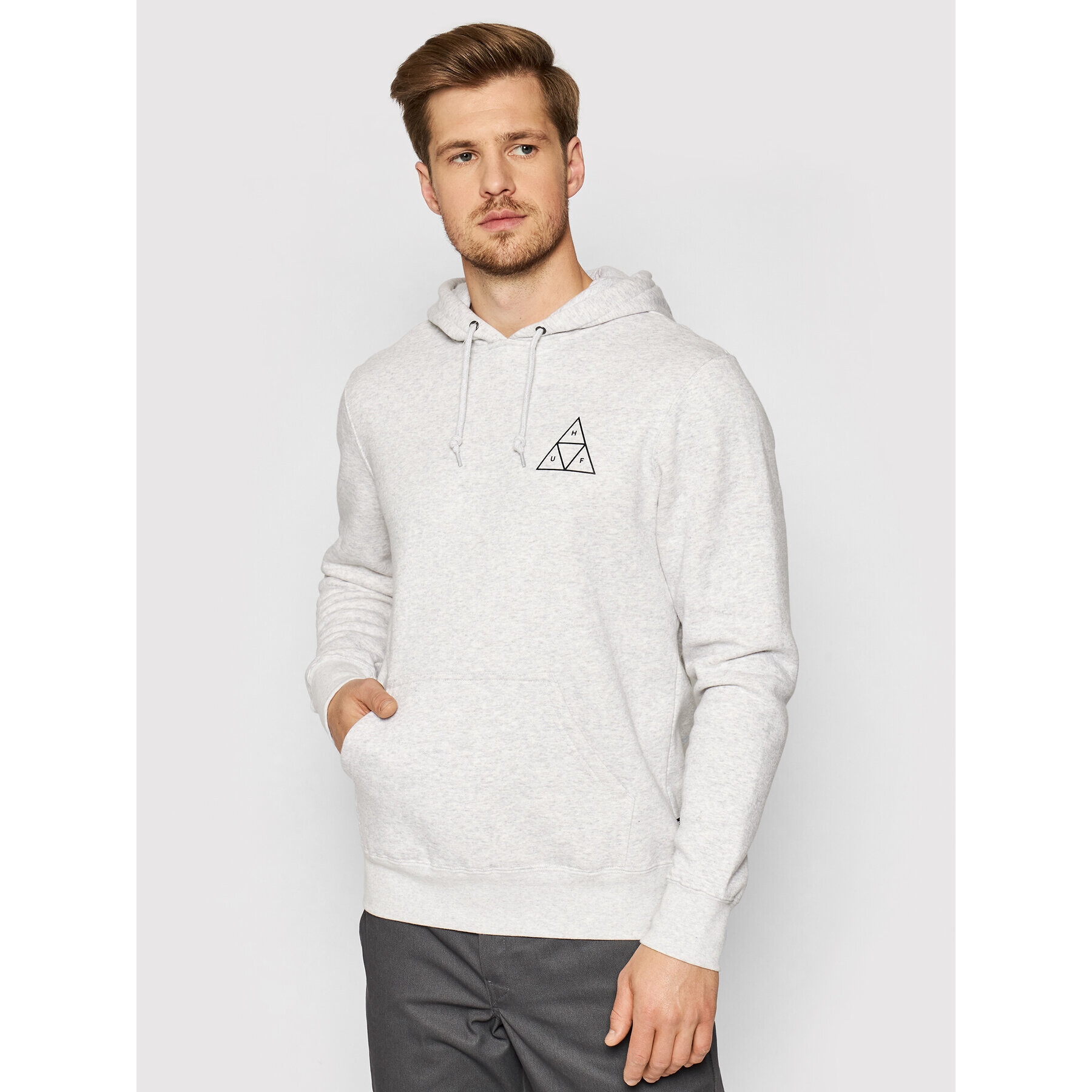 HUF Mikina Essentials Tt PF00100 Šedá Regular Fit - Pepit.cz