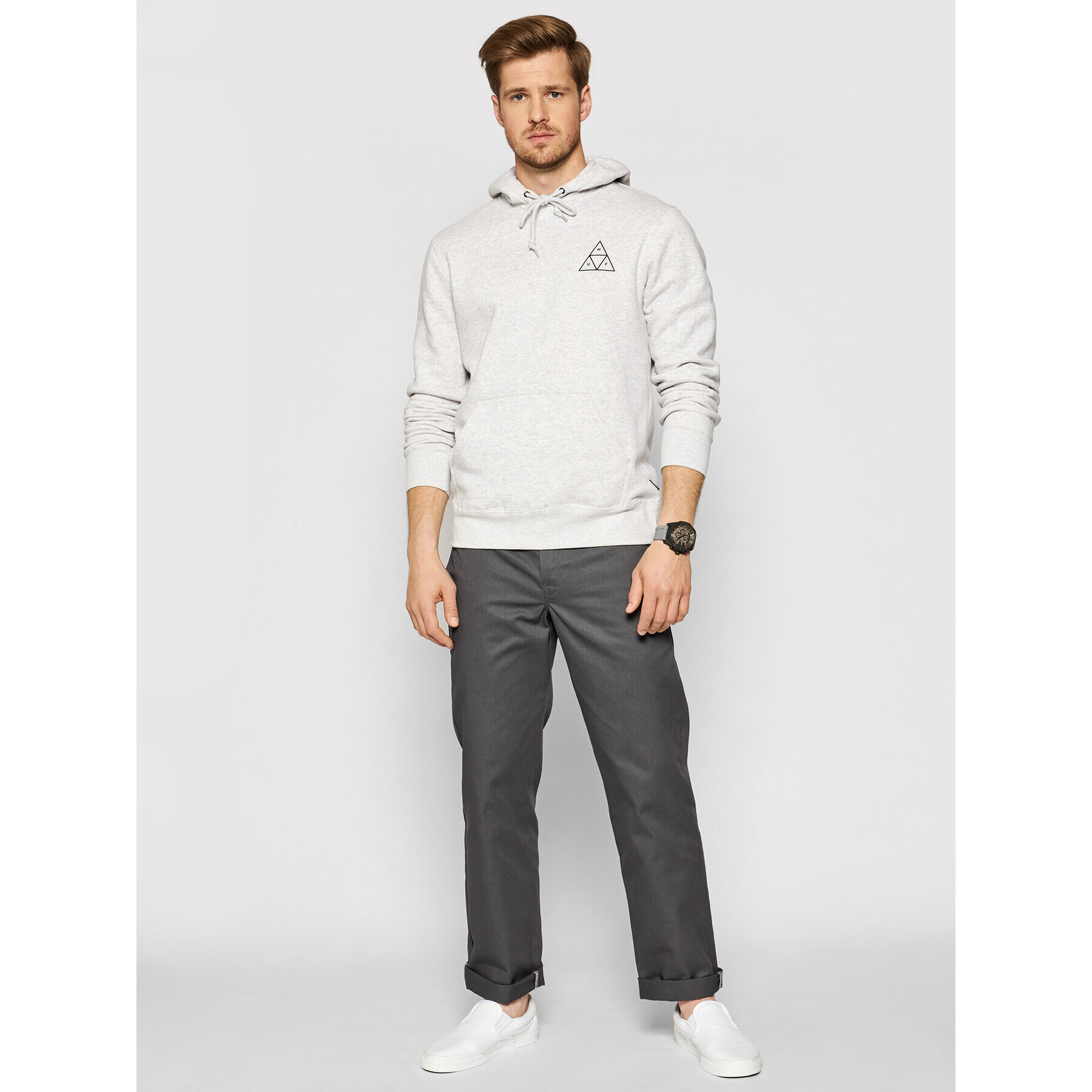 HUF Mikina Essentials Tt PF00100 Šedá Regular Fit - Pepit.cz