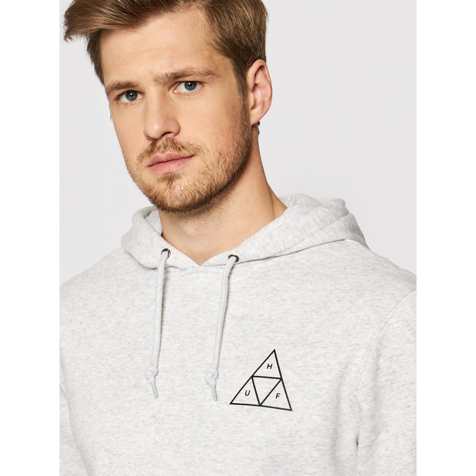 HUF Mikina Essentials Tt PF00100 Šedá Regular Fit - Pepit.cz