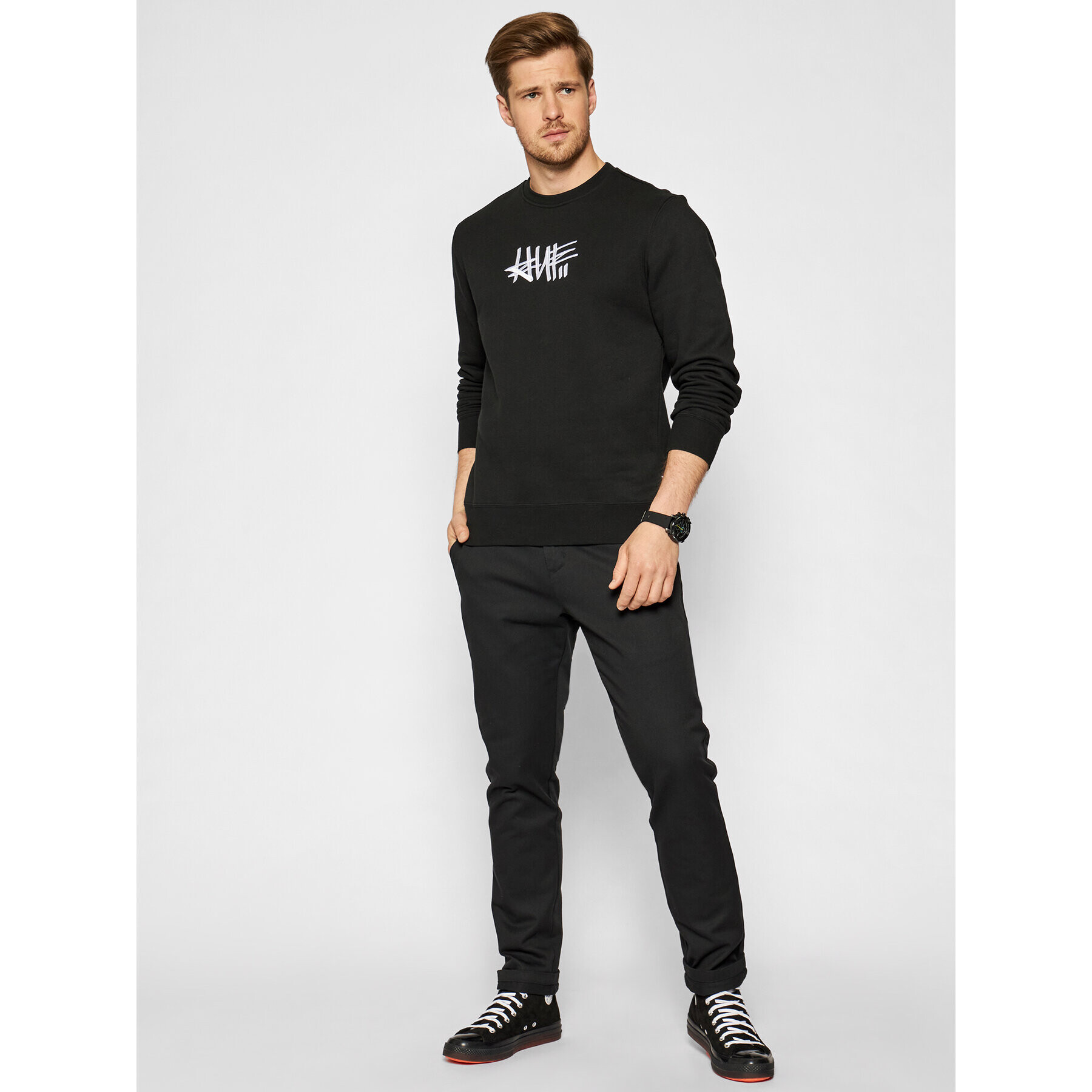 HUF Mikina HAZE Handstyle 1 PF00370 Černá Regular Fit - Pepit.cz