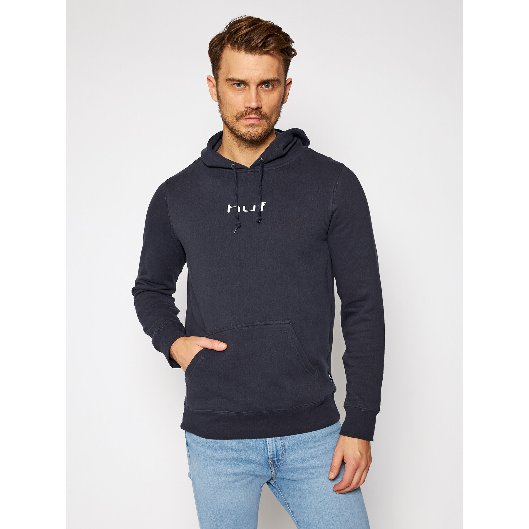 HUF Mikina Peaking Hoodie PF00283 Tmavomodrá Regular Fit - Pepit.cz