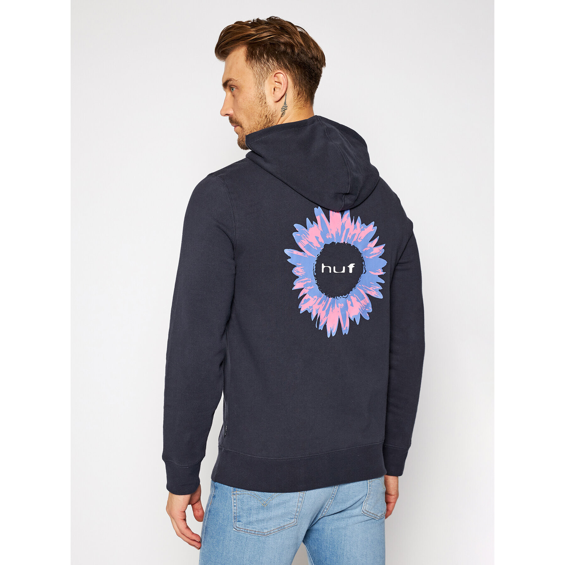 HUF Mikina Peaking Hoodie PF00283 Tmavomodrá Regular Fit - Pepit.cz