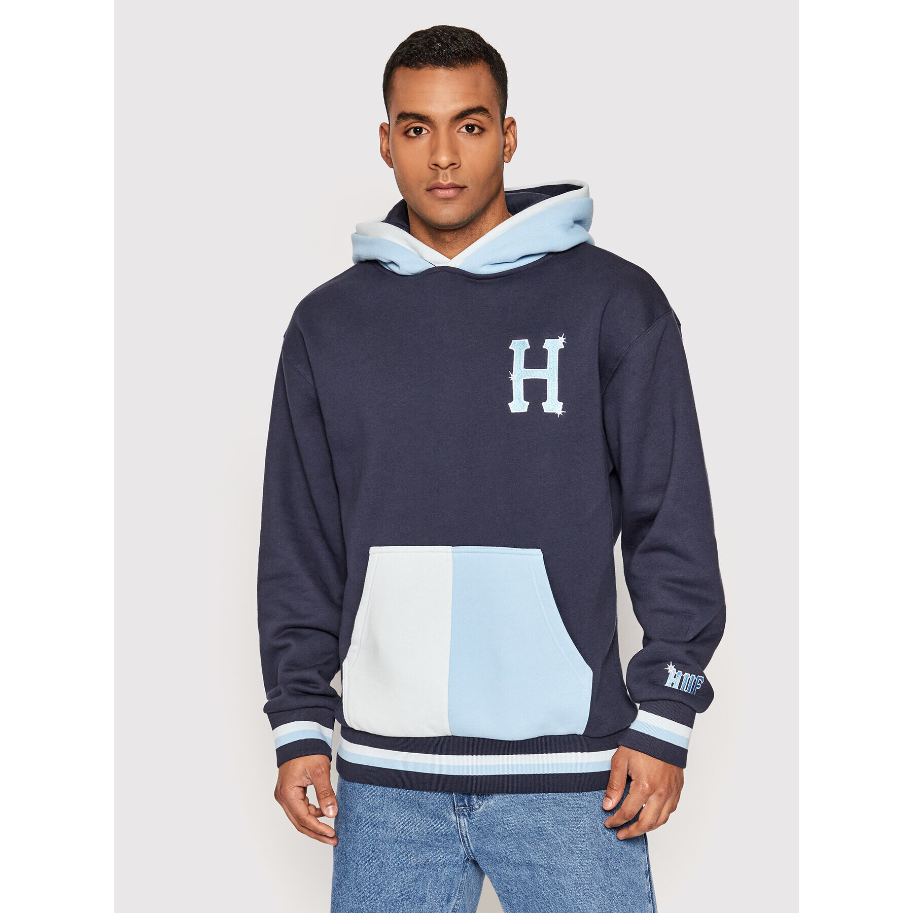 HUF Mikina Sideline FL00172 Tmavomodrá Regular Fit - Pepit.cz