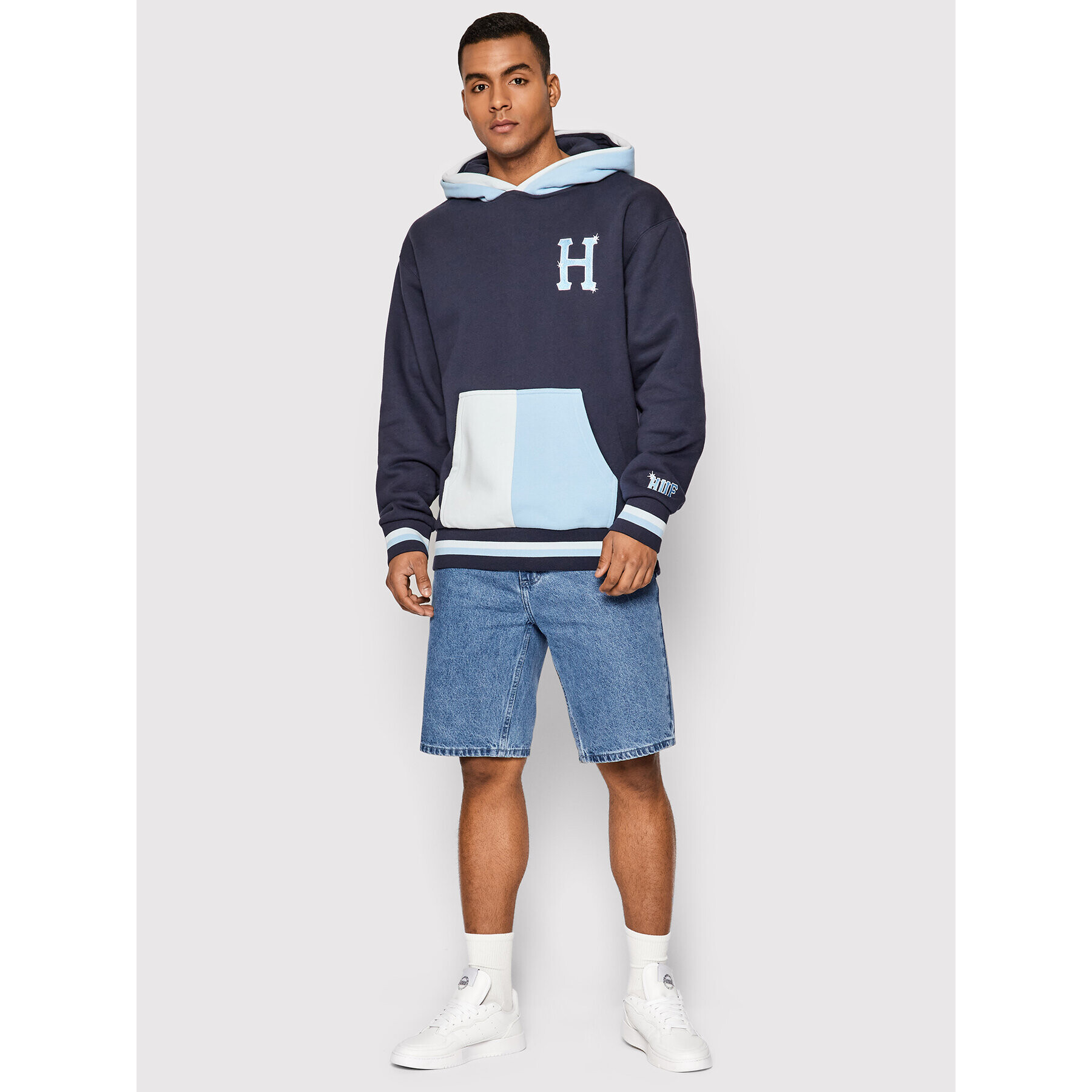 HUF Mikina Sideline FL00172 Tmavomodrá Regular Fit - Pepit.cz