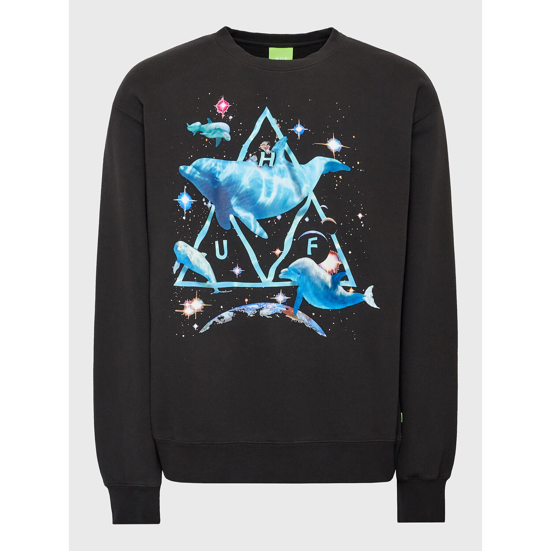 HUF Mikina Space Dolphins PF00528 Černá Regular Fit - Pepit.cz